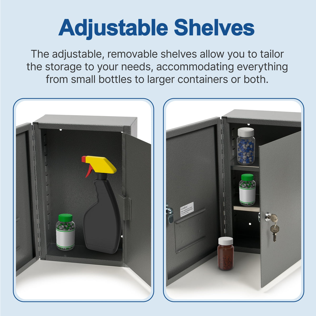Graham-Field Locking Medicine Cabinet - Safe Narcotic, Drug & Medical Storage - Steel Double Doors & Locks