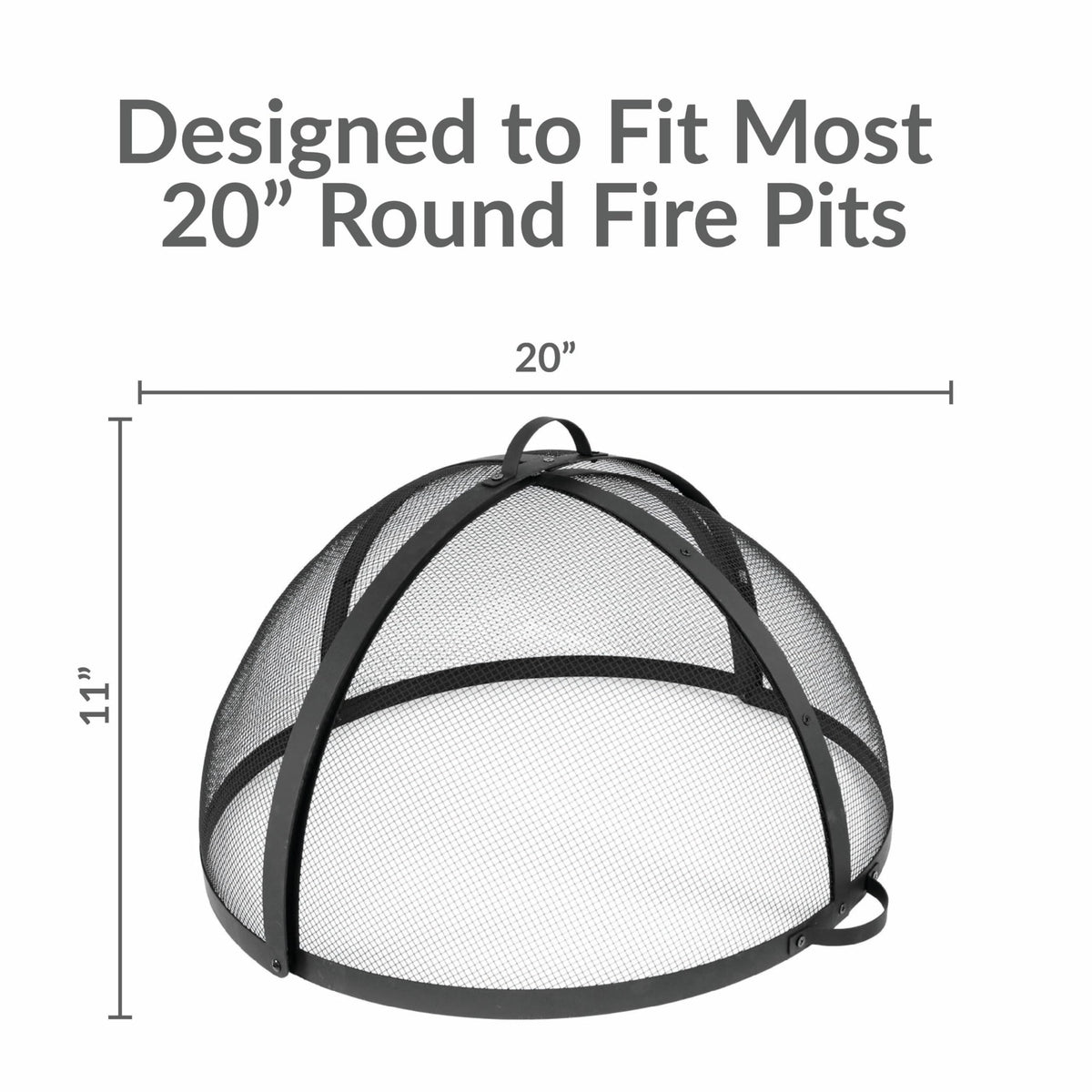 Sunnydaze Round Fire Pit Spark Screen Cover - Easy-Opening Outdoor Fire Pit Screen - Heavy‑Duty Steel Metal Mesh - 22" Diameter