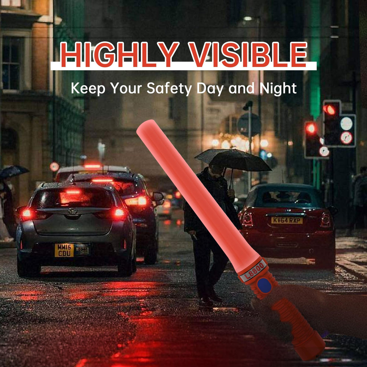 ITENGHUA 16 inch LED Traffic Control Batons, Signal Traffic Wand with 2pc C Dry-Cell Batteries(Not Include), Safety Air Marshaling Wand for Parking, Airport and Road Traffic Contol, Orange 10PCS