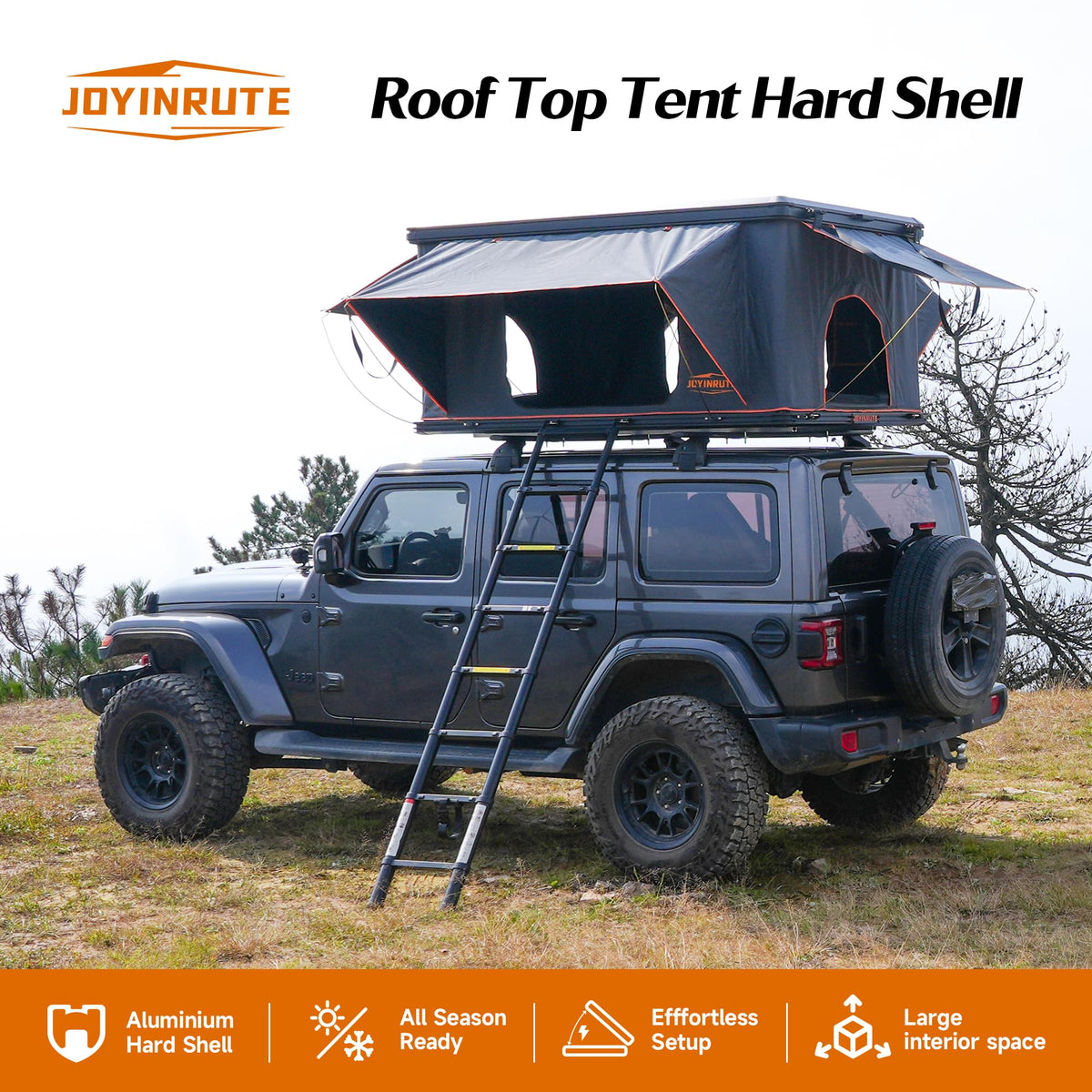 Joyinrute Rooftop Tent Hard Shell, Aluminum Pop Up 2-3 Person Roof Top Hardshell for Camping Truck Van Suitable for Jeep SUV Car. (Roof Tent)