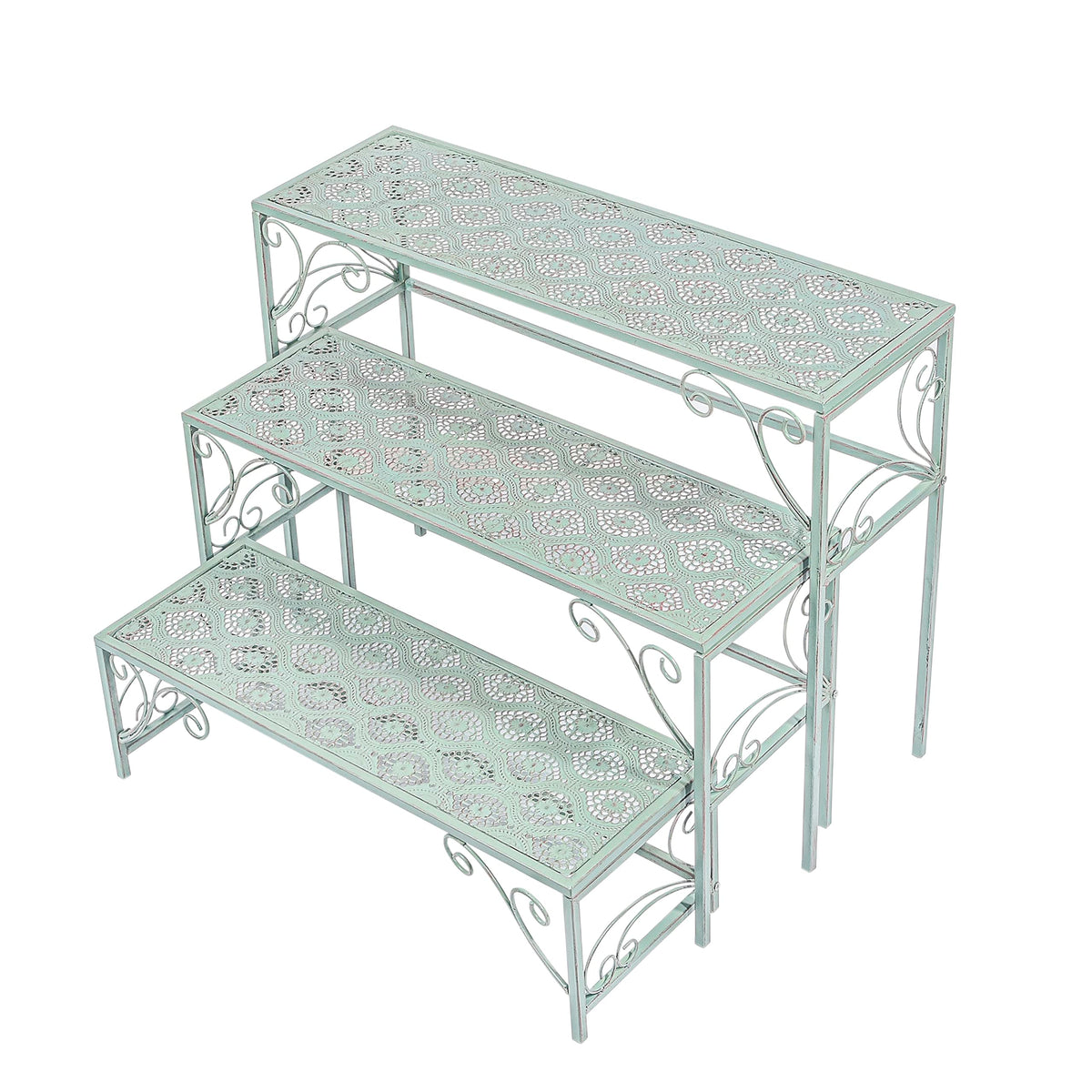 Sungmor Metal Plant Stand - 3 Tier Foldable Ladder Planters Display Shelf - Multiple Plants Flower Pots Vases Storage Organizer - Indoor Outdoor Multi Tiered Plant Rack for Garden Balcony Yard