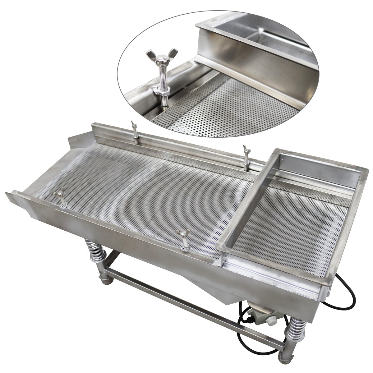 TECHTONGDA Straight Vibrating Sieve Screen Shaker Electric Linear Sifter Machine Stainless Steel One Layer One Motor 1.5mm Screen Size 11.8×29.5inch 110V