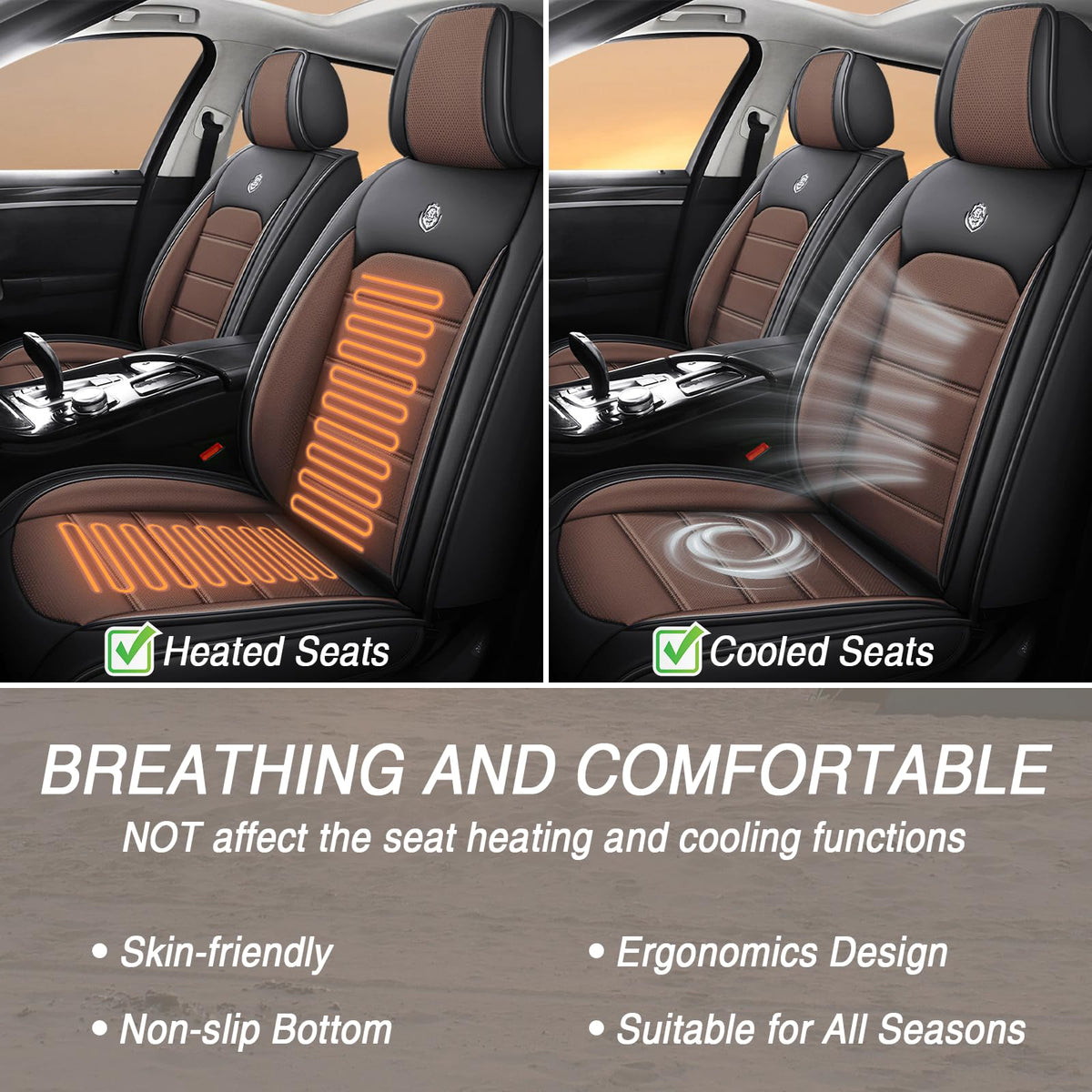 FASSME Seat Covers Custom Fit for Ford Expedition 2000-2026, 7 Seat, Compatible Airbag Non-Slip Waterproof Leather Seat Cover, Luxury Interior Car Seat Covers Full Set, Black Coffee