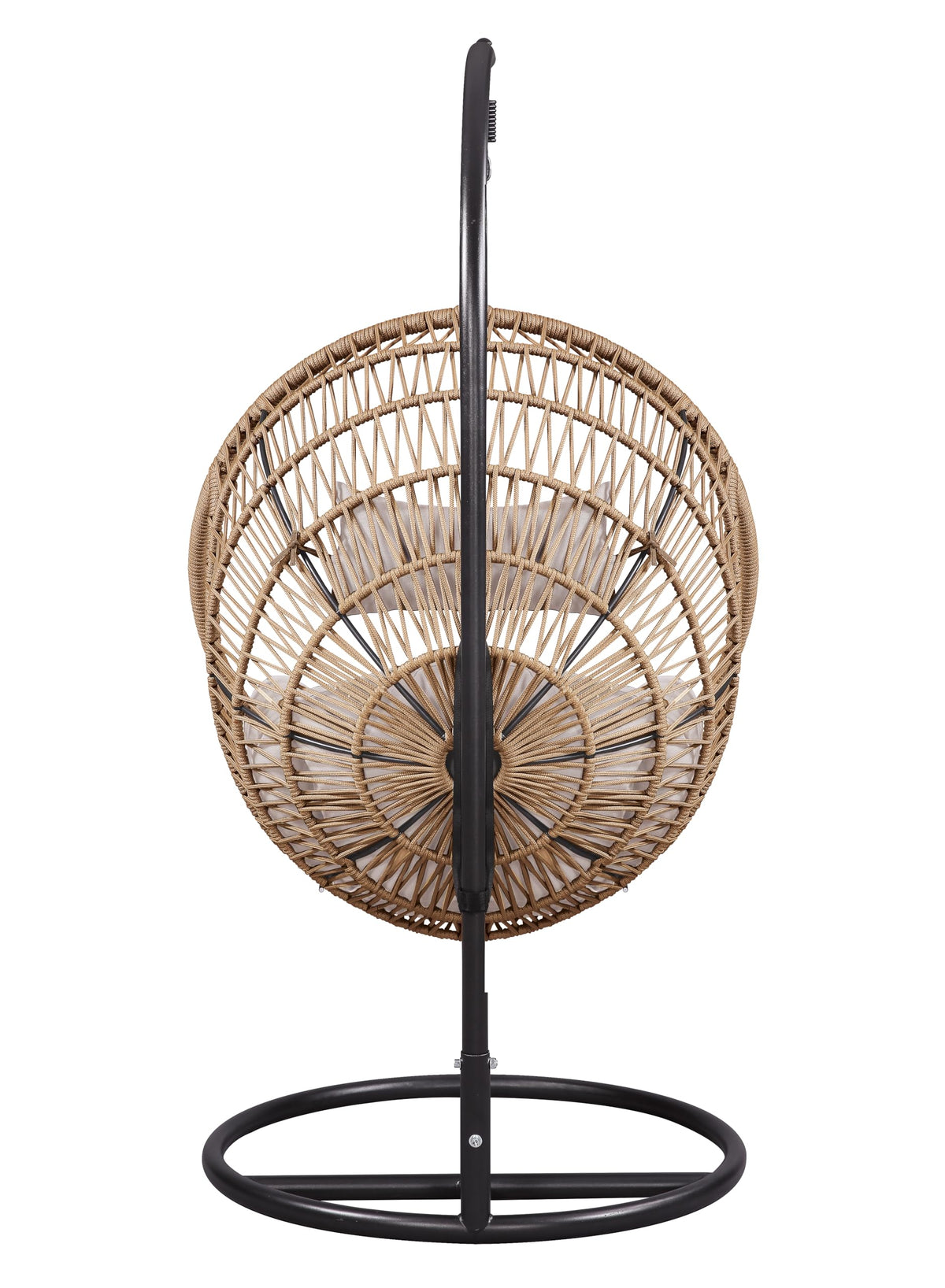 ACME Vasant Outdoor Patio Hanging Chair/Stand in Beige Fabric and Rope