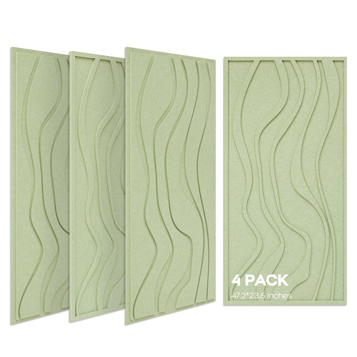 BUBOS 4 Pack Large Acoustic Panels, Total-Size 47.2 x 23.6 Inches Soundproof Wall Panels, Decorative Sound Panels, Self-Adhesive Acoustic Wall Panels for Recording Studio, Home&Office (Green, 4 Pack)