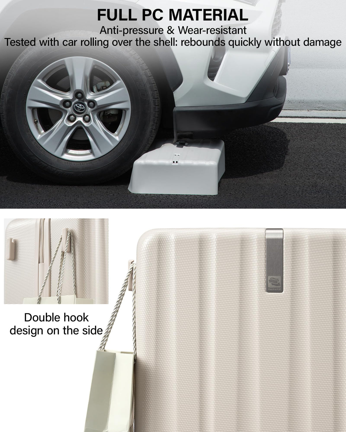 Hanke Upgraded Elite 29 Inch Extra Large Checked Luggage, PC Hard Shell Suitcases with Wheels, TSA Lock, Explosion-Proof Zipper Suitcase for Long Travel Men & Women,Ivory White
