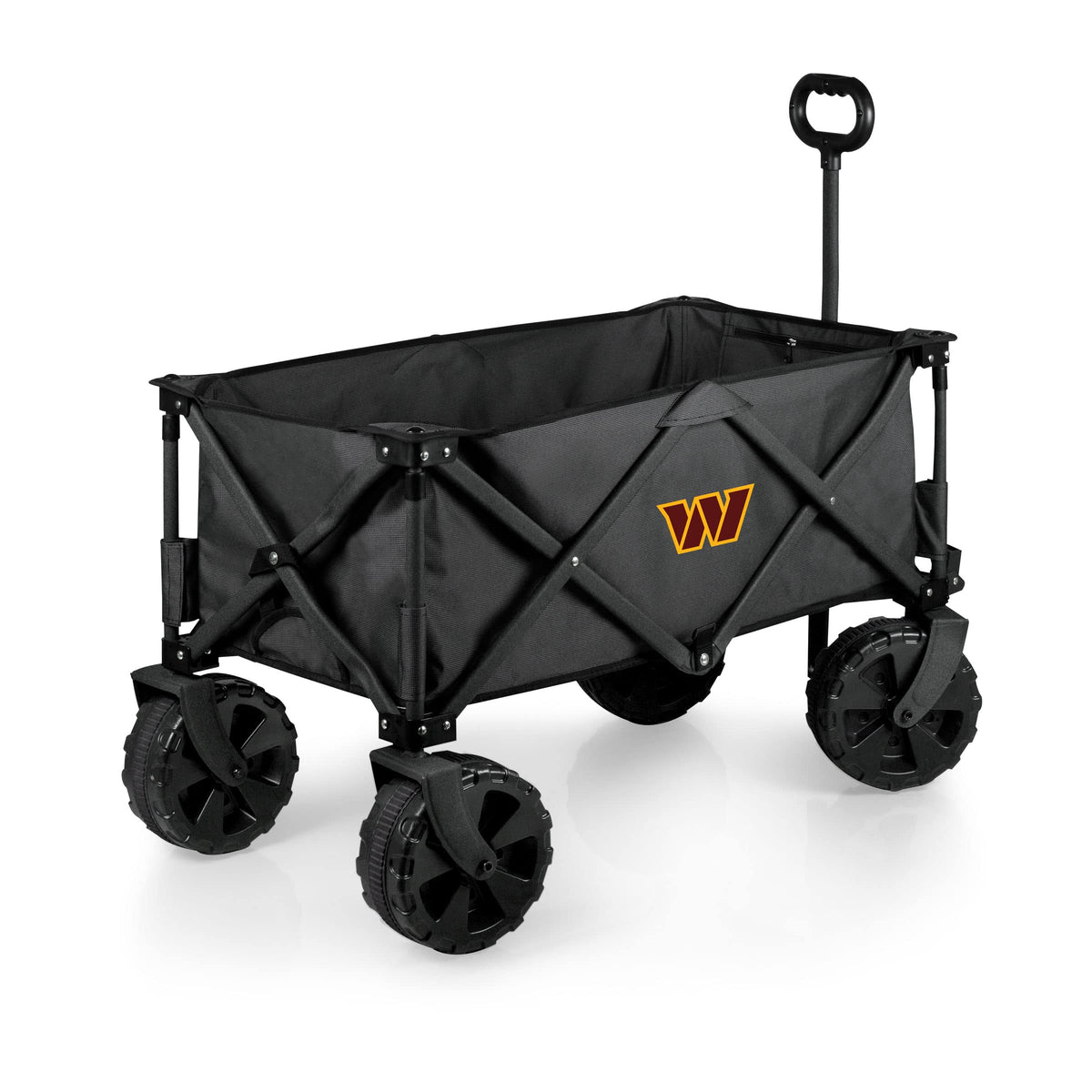 PICNIC TIME NFL Washington Commanders Adventure Wagon Elite All-Terrain Folding Beach Wagon with Big Wheels Plus Table Top Lid & Soft Cooler Liner, Collapsible Utility Wagon, (Dark Gray)