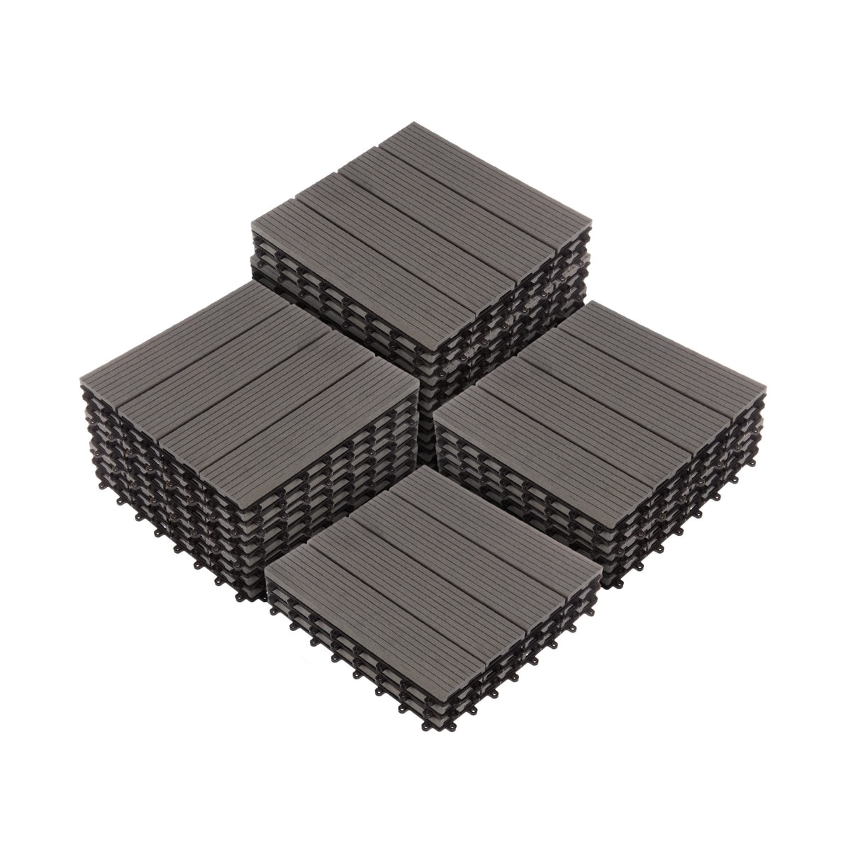Interlocking Deck Tiles - 30-Pack 11.6-in Wood Plastic Composite All-Weather Outdoor Flooring Balcony Poolside or Patio by Pure Garden (Gray)
