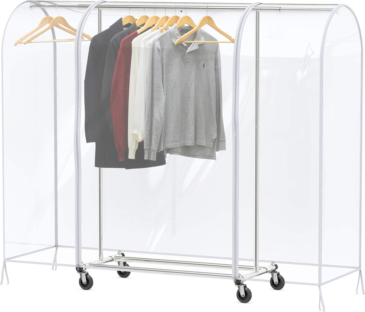 Simple Houseware Heavy Duty Clothing Garment Rack + Clear Garment Rack Cover (72''L x 54''H)