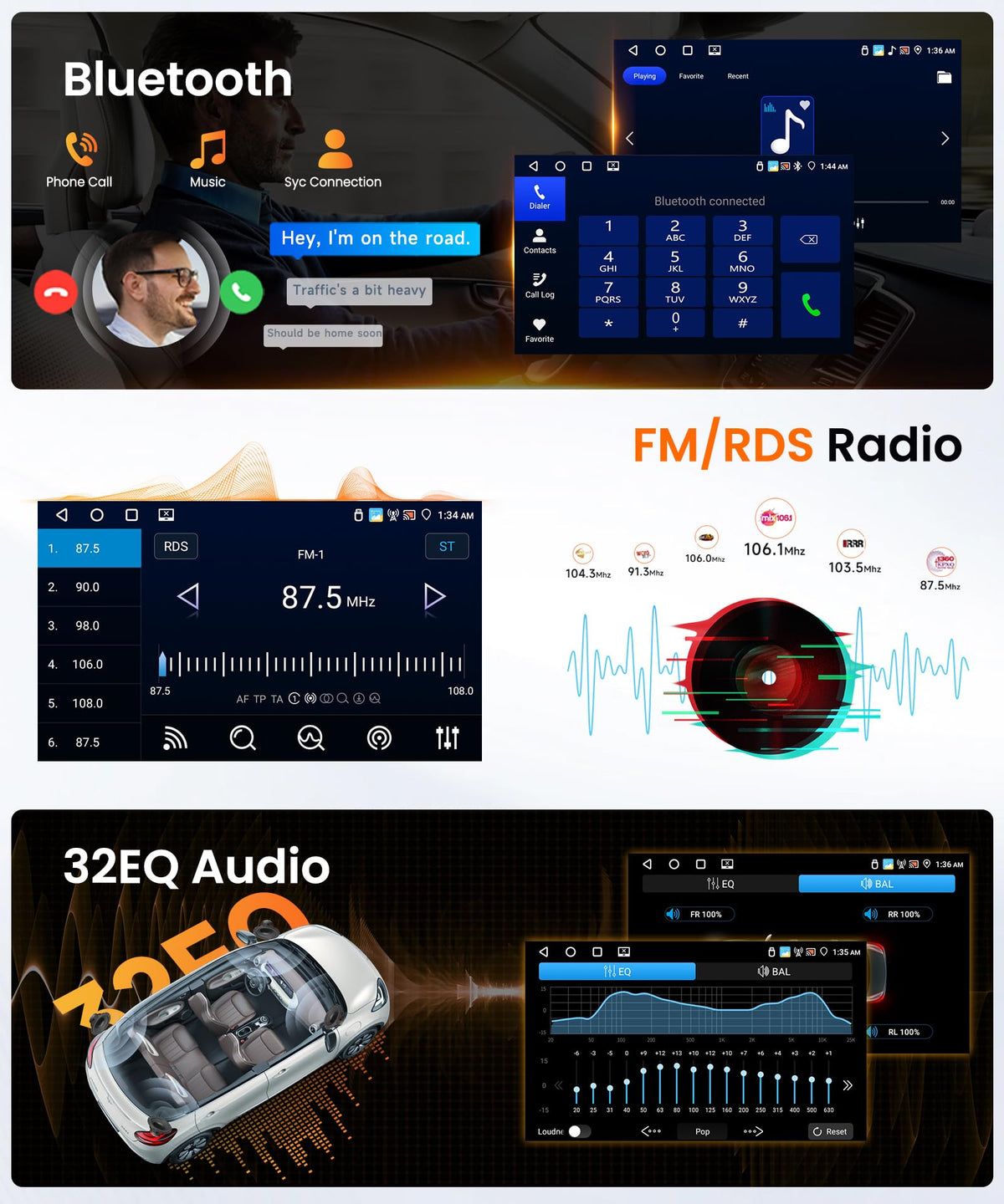 Rimoody 4G+64G Android 15 Car Stereo Radio for Ford Expedition 2007-2014（Manual A/C Wireless Carplay & Android Auto, 9 Inch Touchscreen GPS Navigation WiFi Bluetooth FM EQ Backup Camera