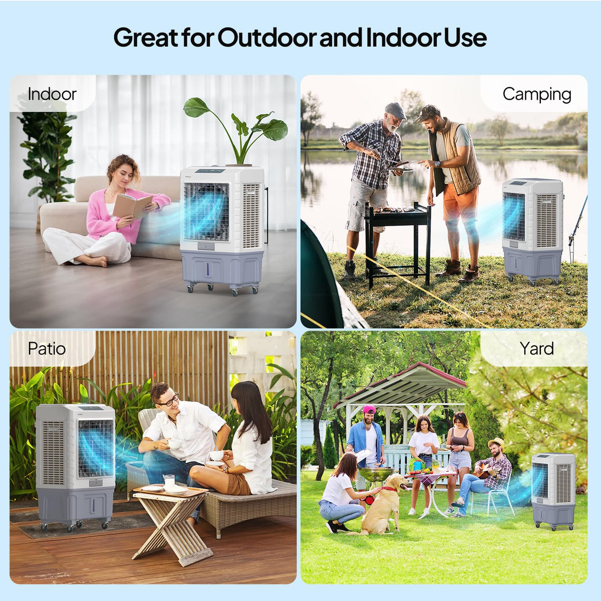 ROVSUN 13.2Gallon Evaporative Air Cooler, 4100CFM Portable Swamp Cooler with Remote Control, Oscillation, 3 Speeds, 7.5H Timer & 50L Water Tank, 3-IN-1 Cooling Fan for Home Office Garage Outdoor