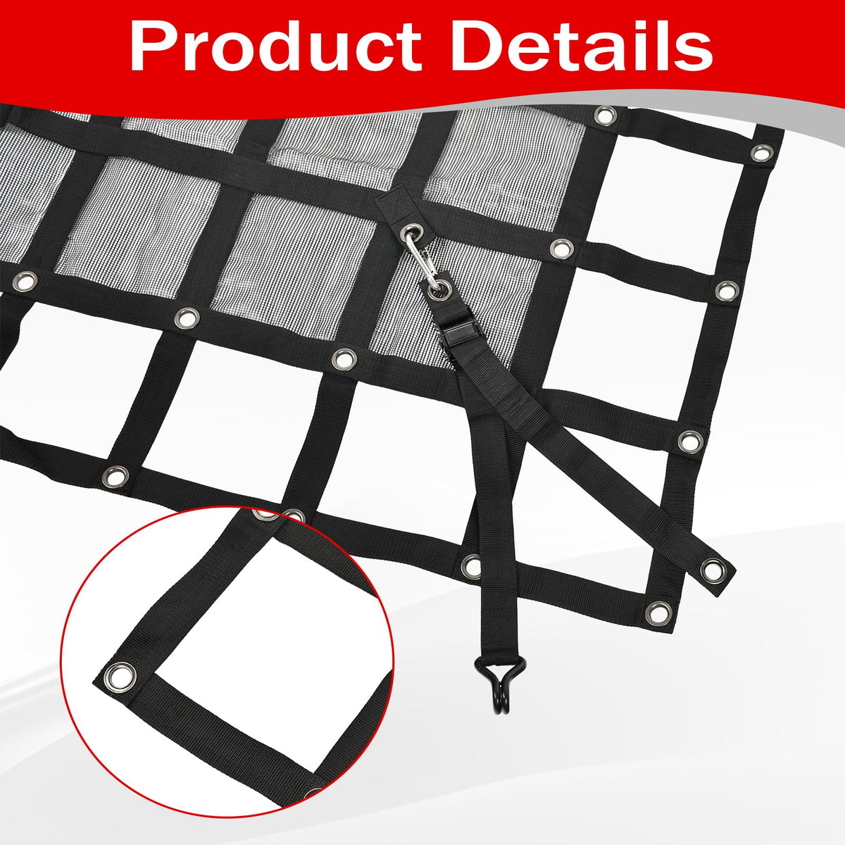 BIGREAT Heavy Duty 120" x 144" Truck Bed Cargo Net with Adjustable Cam Buckles & S-Hooks & Cross Strap,10' x 12' Cargo Net with 1500LBS Capacity for Pickup Truck Bed Trailer SUV Jeeps