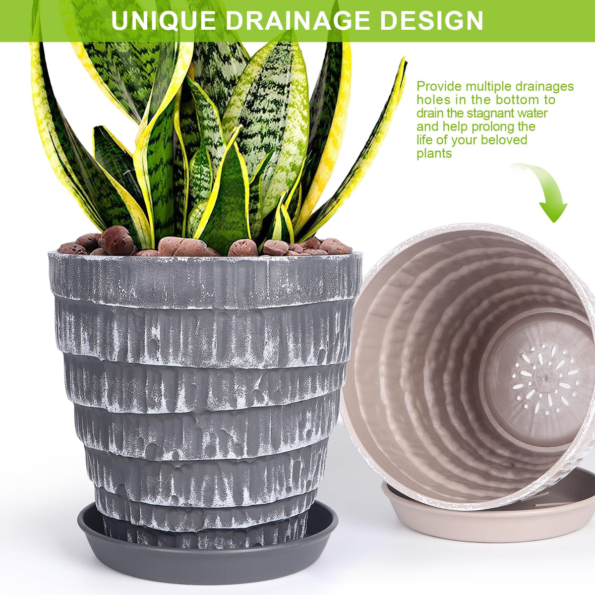 Horse Plant Pots, Flower Pots Outdoor Planter Planting for All Home Gardens Succulents (Two Color Imitation Cement)