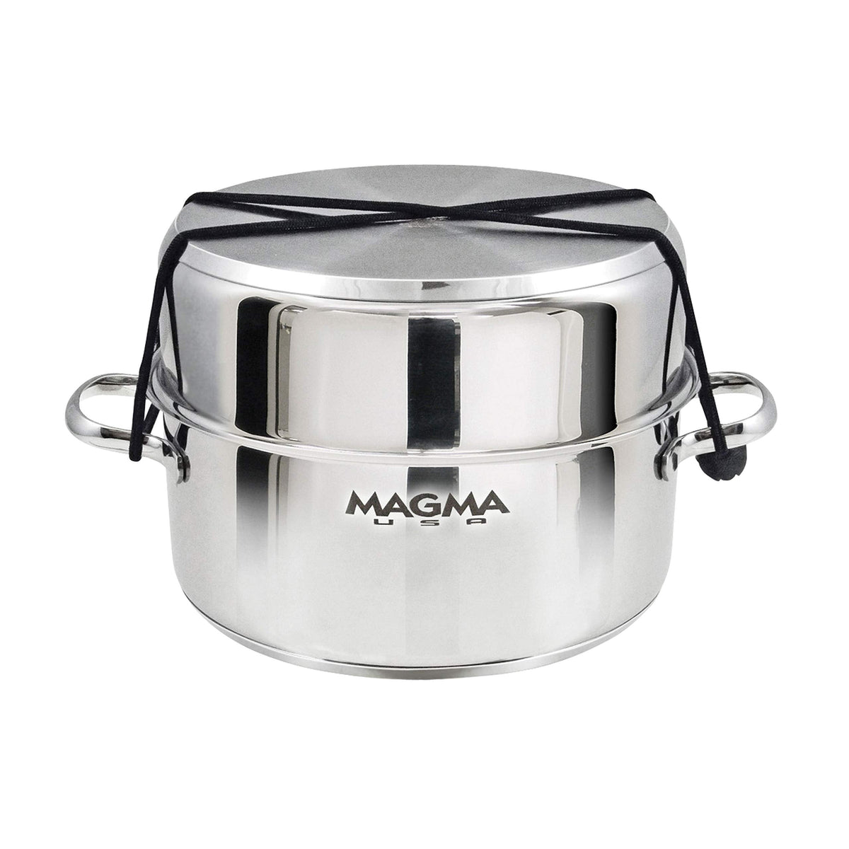 Magma 10 Piece Gourmet Nesting Stainless Steel Cookware Set with Ceramica Non-Stick, Induction Compatible, Oven Safe to 500°F - Suitable for All Stovetops, Removable Handles, Silver