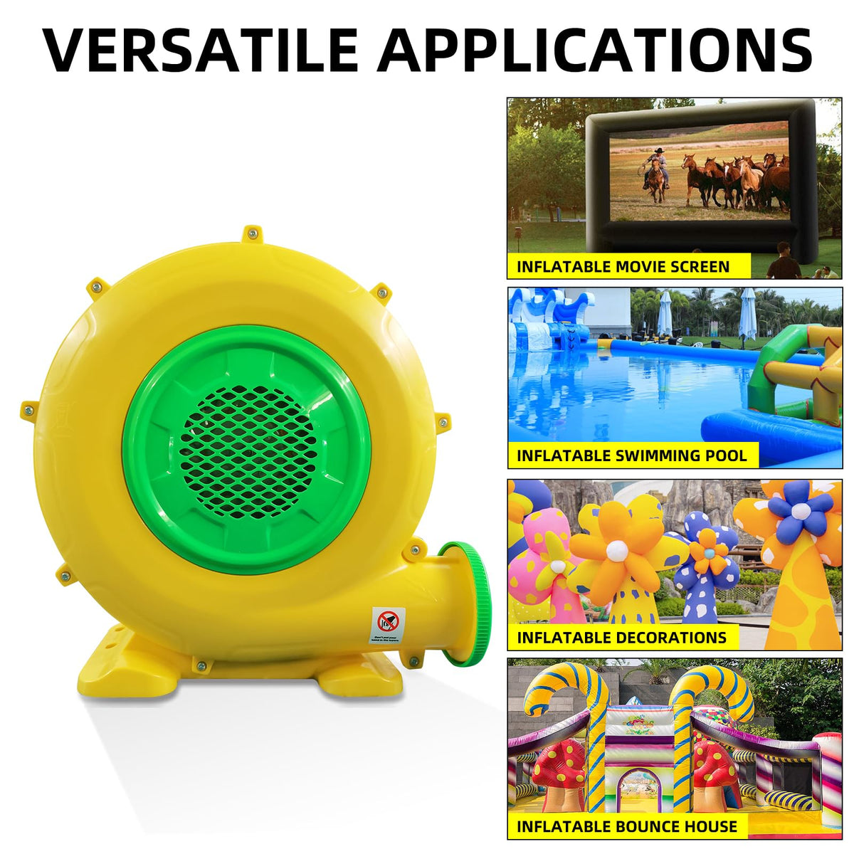 1100Watt/1.5HP High Power Air Blower for Large Inflatables, GONFLABLE Inflatable Bounce House Blower, Portable Fan Pump Leaf Blower Corded Commercial for Bouncy Castle, Jumper, Water Slide
