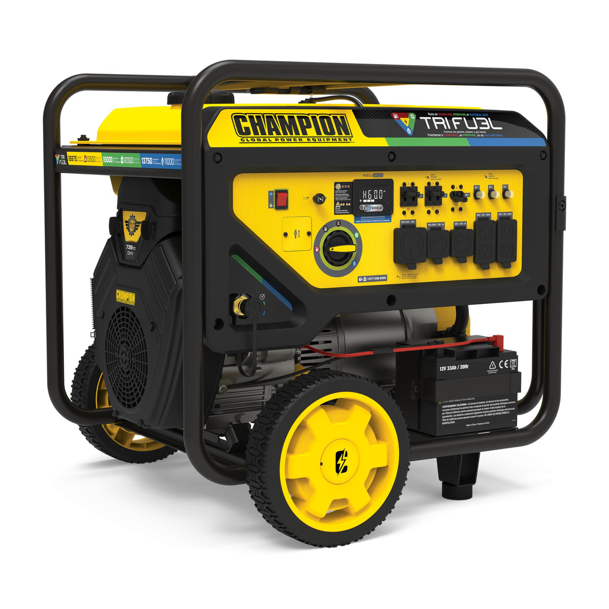 Champion Power Equipment 16,875-Watt Electric Start Tri Fuel Home Backup Portable Generator, Free 3-Year Warranty