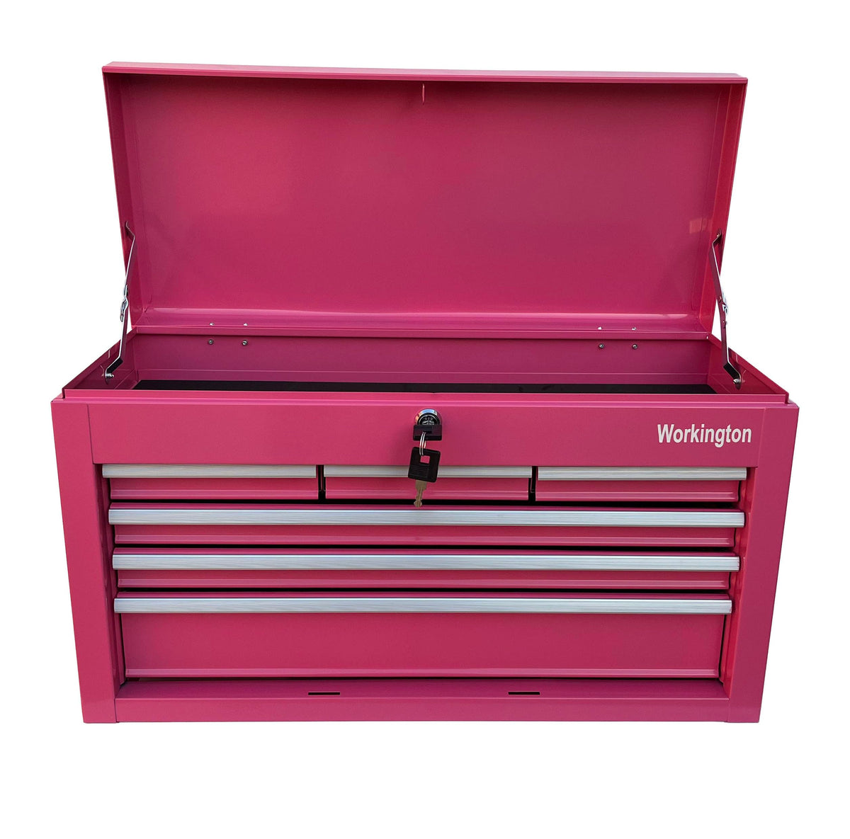 Workington Portable Metal Tool Chest with 6 Drawers, 24" 6-Drawer Tool Chest Cabinet with Ball Bearing Drawer Slides, Steel Tool Storage Box Organizer 4005 Pink