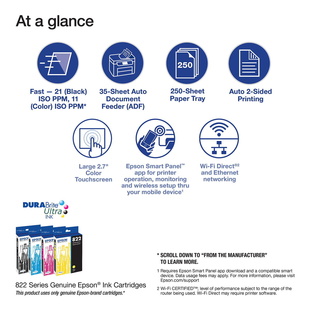 Epson Workforce Pro WF-3823 Wireless All-in-One Printer with Auto 2-Sided Printing, 35-Page ADF, 250-Sheet Paper Tray and 2.7" Color Touchscreen