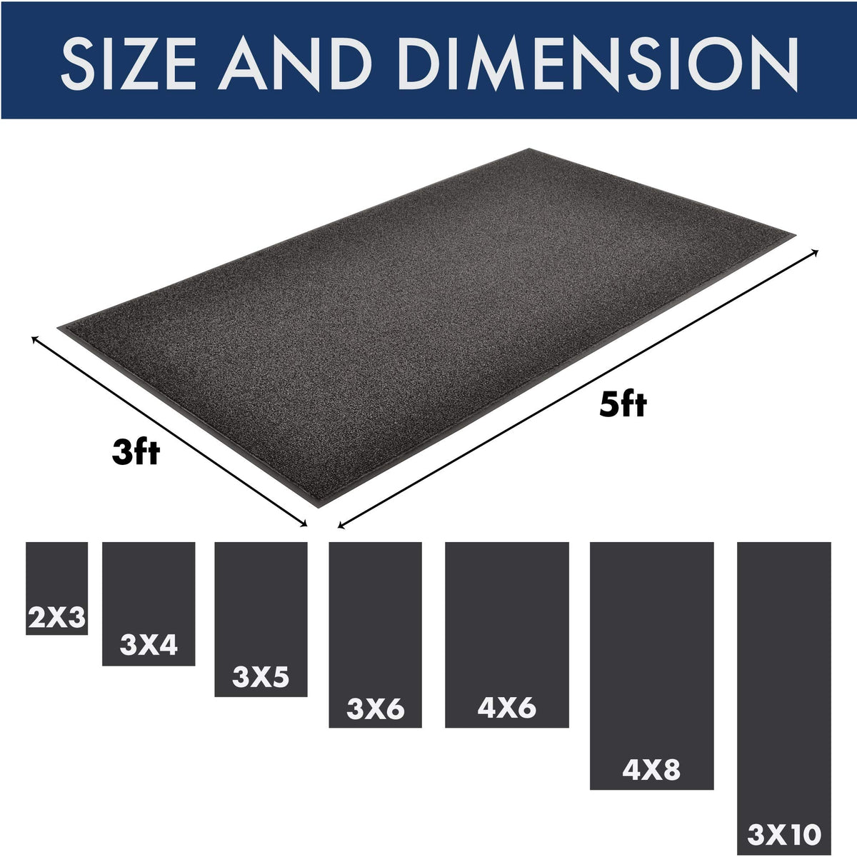 Notrax 231 Prelude Indoor/Outdoor Entrance Mat, for Home or Business, 4' x 6', Black