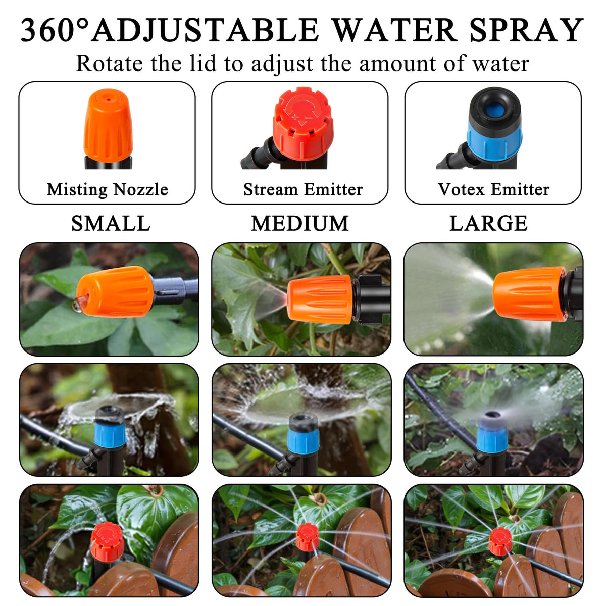 260FT Drip Irrigation System Kit, Automatic Drip Irrigation Kit with 1/2 inch Hose 1/4 inch Distribution Tubing and Accessories for Greenhouse, Yard, Lawn