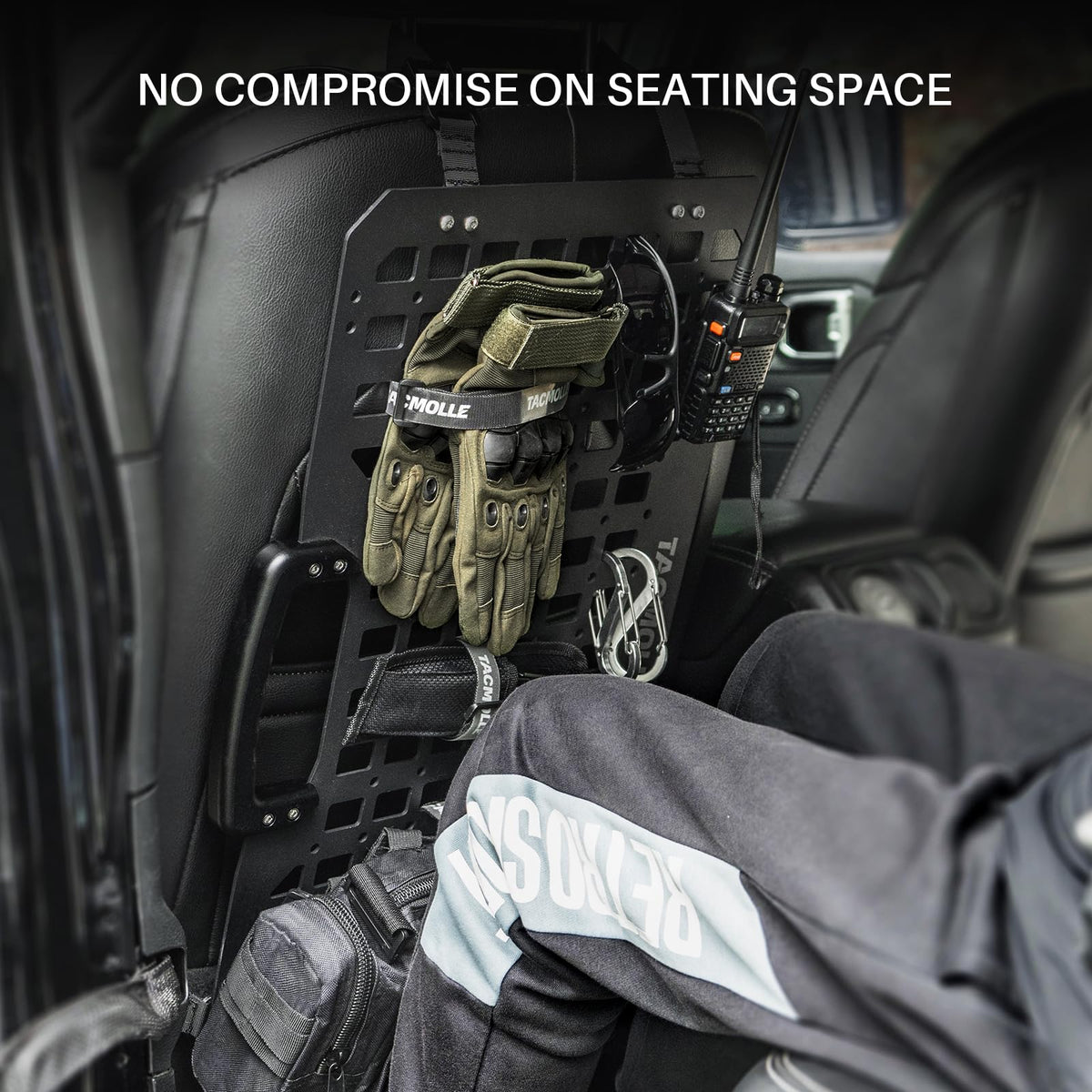 TACMOLLE Portable Rigid MOLLE Panel, Tactical Car Back Seat Organizer with Handle, Heavy Duty Car Storage Organizer for Modular Storage, Universal MOLLE Panels for Vehicles Car Truck Mount Rack