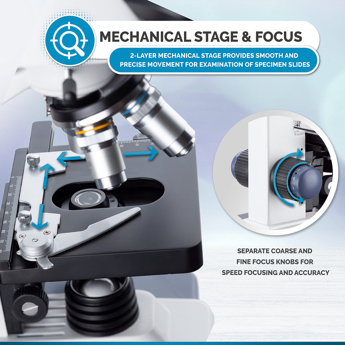 AmScope B120B-E1 Digital Siedentopf Binocular Compound Microscope, 40X-2000X Magnification, Brightfield, LED Illumination, Abbe Condenser, Double-Layer Mechanical Stage, Includes 1.3MP Camera and Software