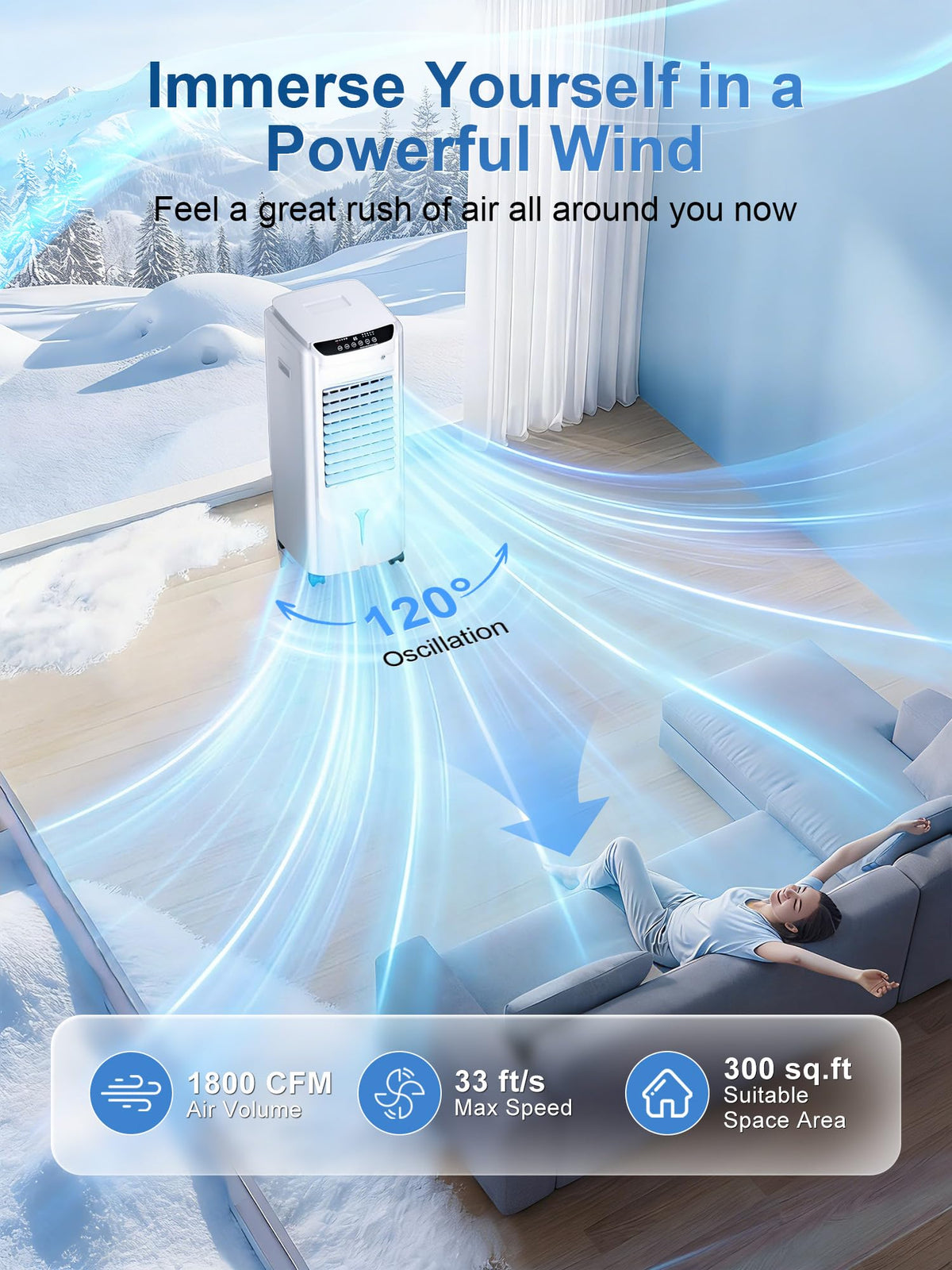 Uthfy 32" Evaporative Air Cooler with 4 Ice Packs, 4 Modes & 3 Speeds, Swamp Cooler with 4.2 Gal Water Tank, 120° Oscillation, 12H Timer, Remote, White, Portable Air Conditioner for Bedroom, Office