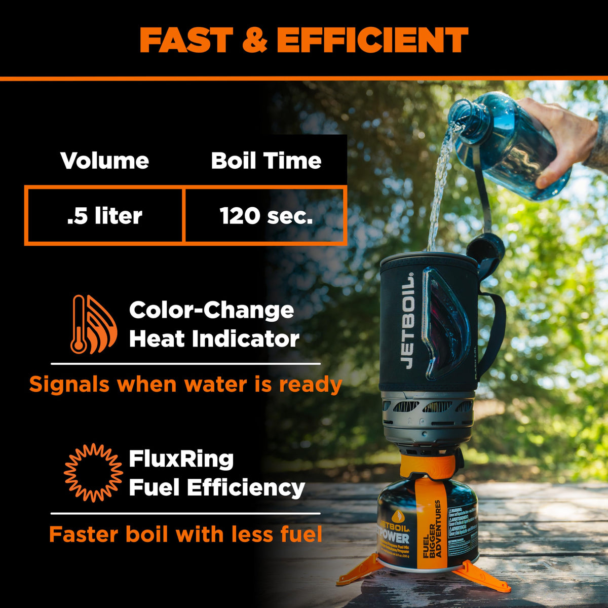 Jetboil Flash Java 1.0L Portable Fast Boil Stove with Silicone French Press and 1-Step Auto Ignition for Camping and Backpacking, Propane/Isobutane Burner with Cooking Cup, Topo