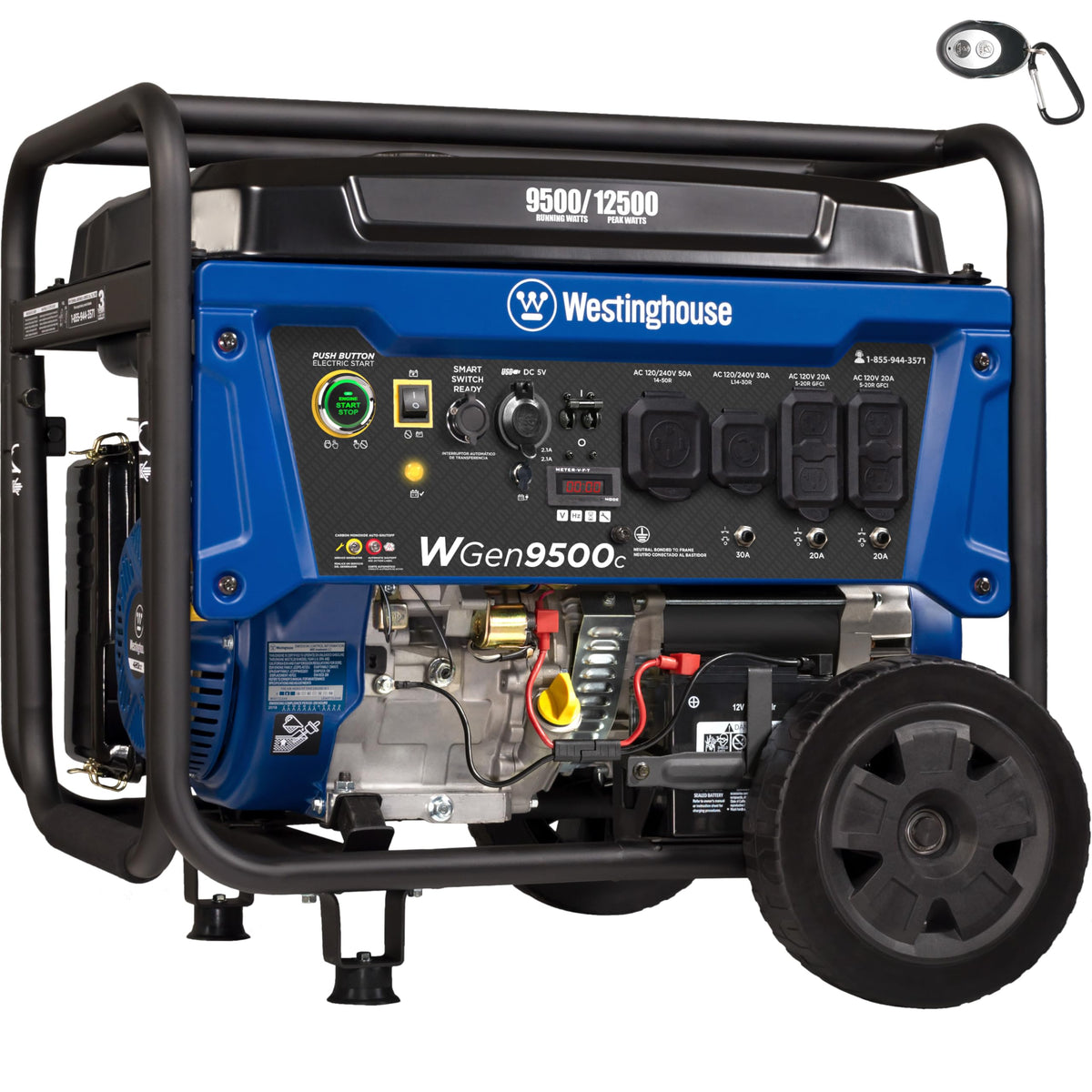 Westinghouse 12500 Peak Watt Home Backup Portable Generator, Remote Electric Start with Auto Choke, Transfer Switch Ready, Gas Powered, CO Sensor