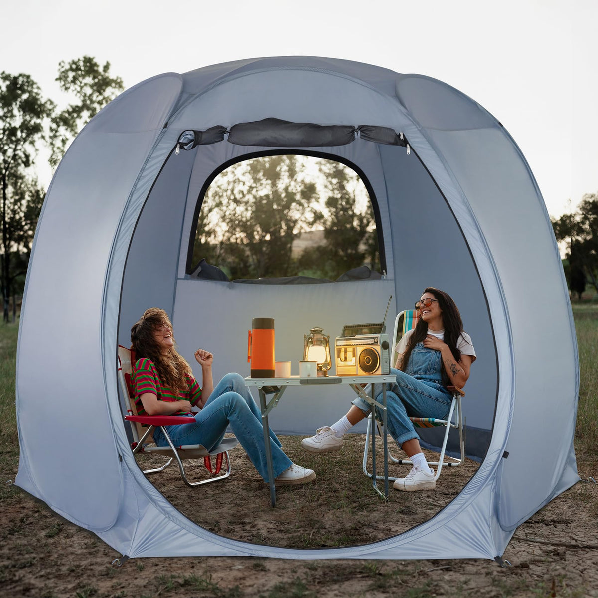 Leedor® Screened Camping Tent, 10x10ft Pop Up Design 4-6 Person Weatherproof Screen House Tent Waterproof Fabric and Breathable Roll-Up Mesh Doors Windows for Backyard, Picnic, Party