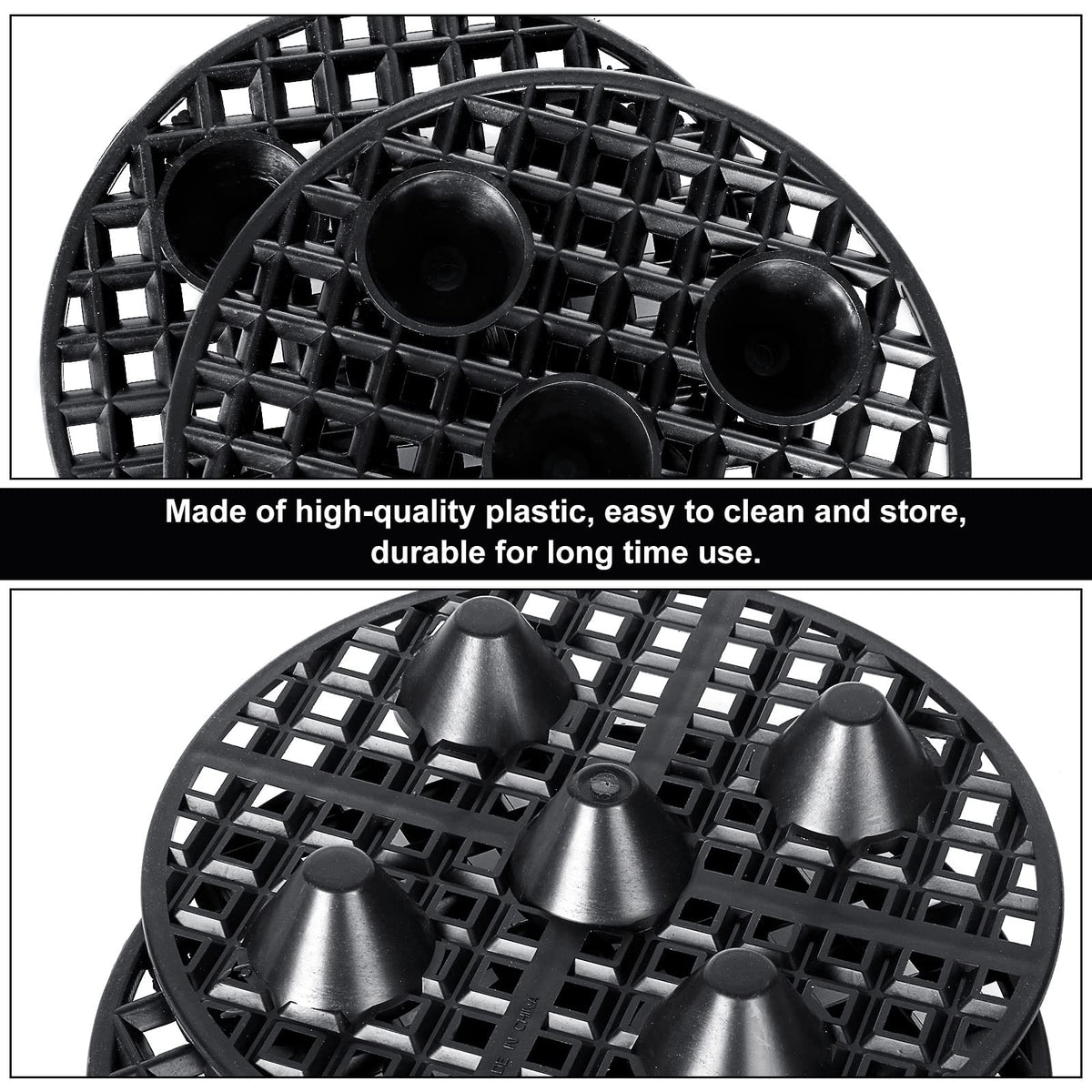 SENENQU 24PCS Plant Level Pot Elevator 8 Inch, Plant Risers for Pots, Heavy Duty Potted Plant Stand, Black Plant Runoff Tray Planter Holder for Prevent Rot and Damage, Indoor and Outdoor Use