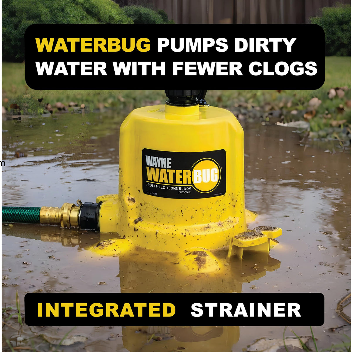 WAYNE - WaterBUG 1/6 HP 1350 GPH Submersible Pump with Multi-Flo Technology - Water Removal and Transfer Pump, Yellow