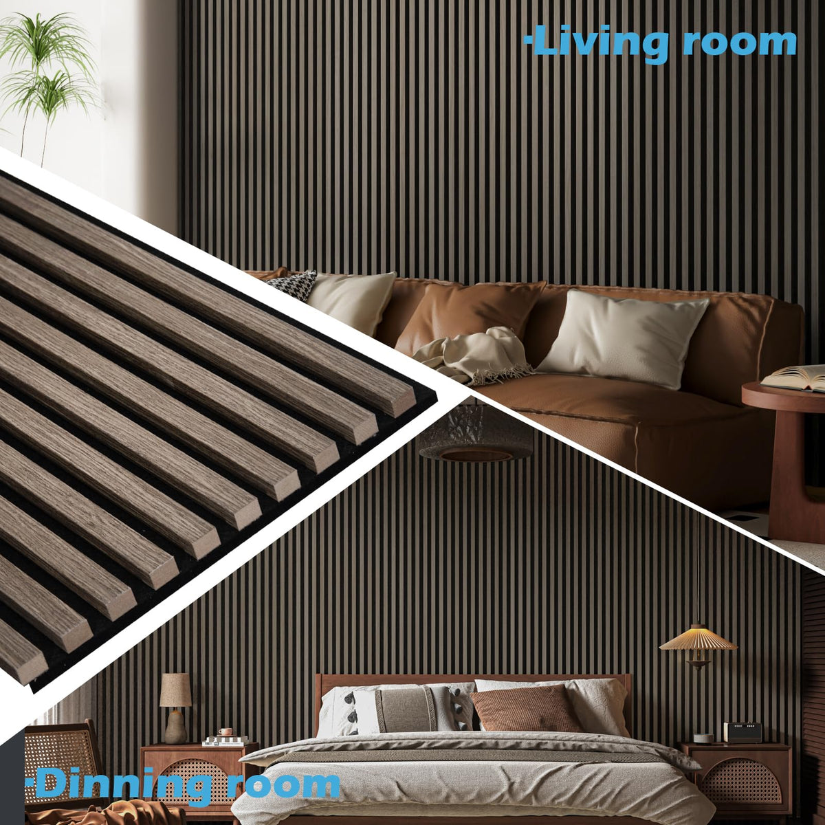 Art3d 2-Pack 108" x 12" Acoustic Wood Panels for Wall, Soundproof Wood Slat Panel for Wall and Ceiling, 3D Fluted Sound Absorbing Paneling for Interior Wall Decor, Living Room, Bedroom - Walnut