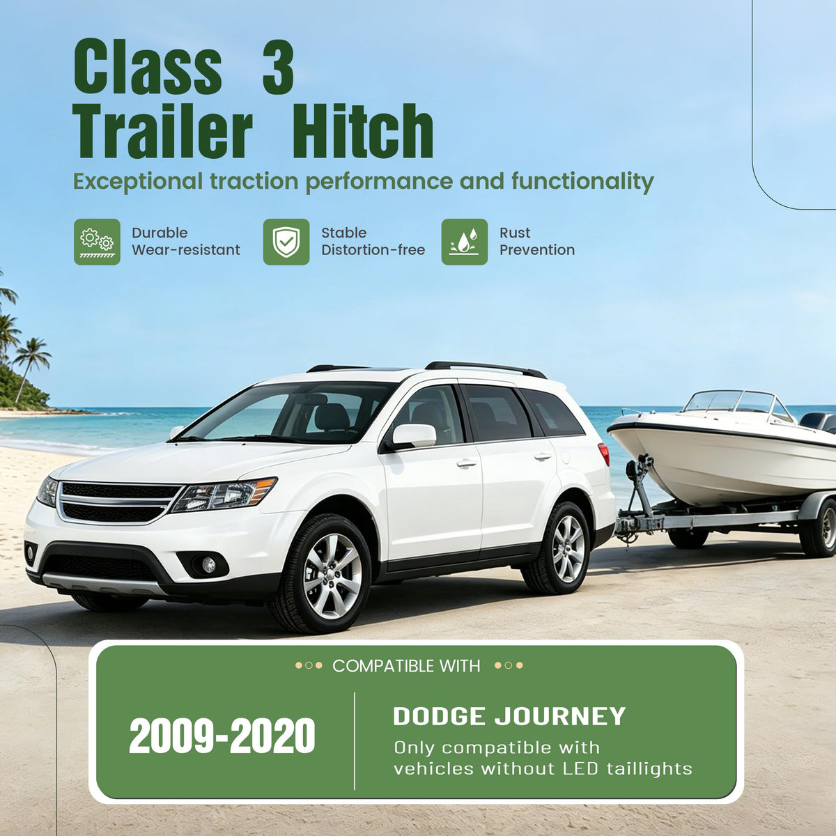 ALMULOO Trailer Tow Hitch 2 Inch Receiver Class 3 Compatible with 2009-2020 Dodge Journey (Only Compatible with Vehicles Without LED taillights)
