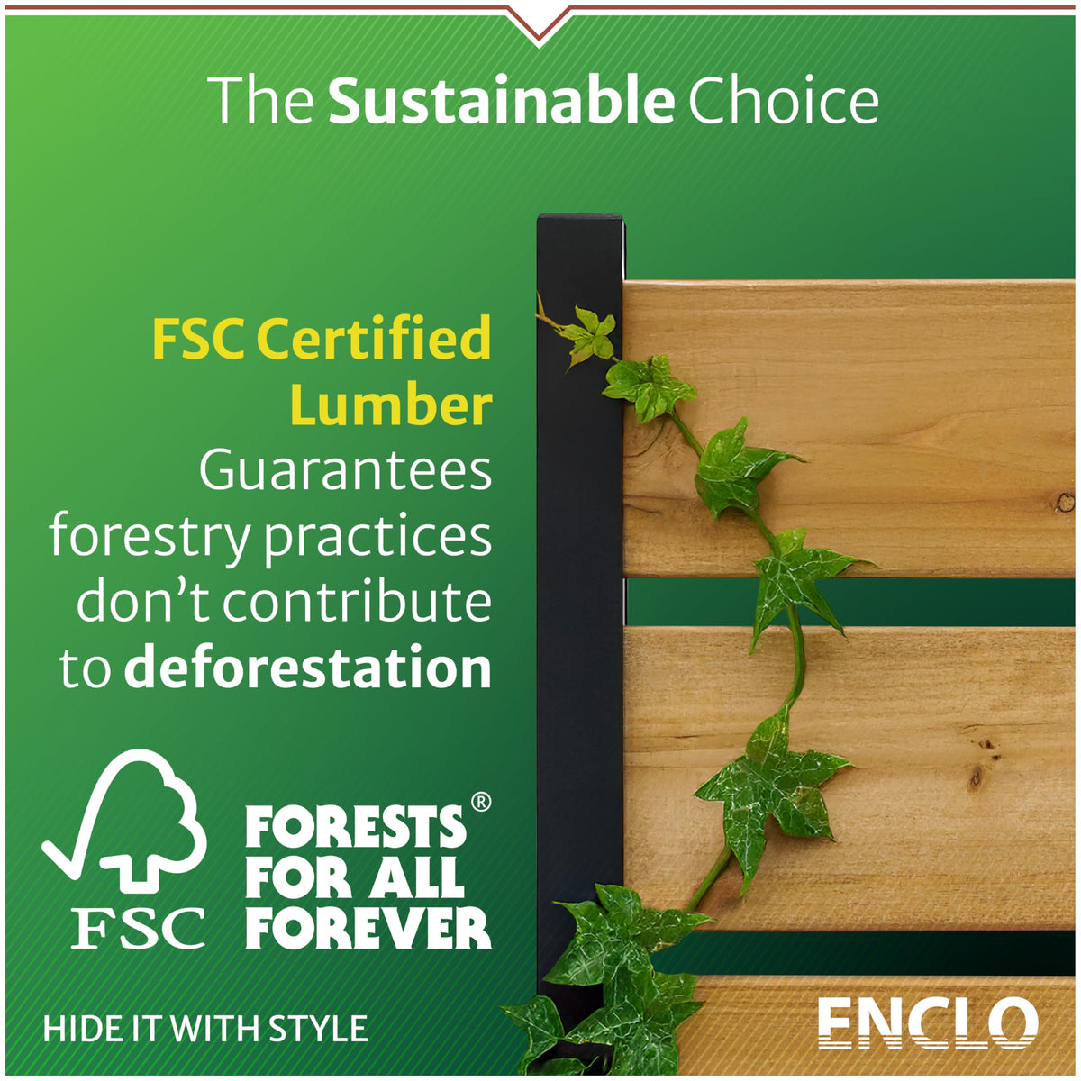 5ft H x 3.2ft W (1 Panel) No Dig Enclo Concord Charcoal Wood Privacy Screen, Great to Hide Trash Cans, Decorative Patio Screen, Outdoor Privacy Fence Panel, Air Conditioner Barrier, EC18049
