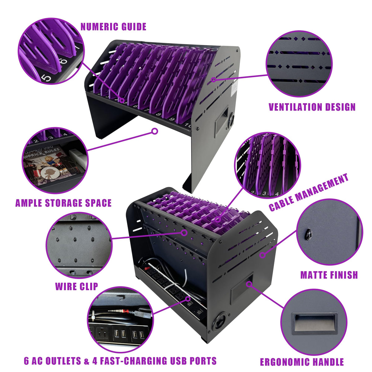 Powervize 10-Device Charging Station for Laptops, Tablets & E-Readers