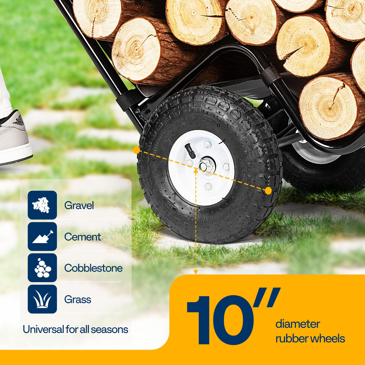 VIVOHOME 8ft Heavy Duty Indoor Outdoor Firewood Storage Log Rack Combo Firewood Log Cart Carrier
