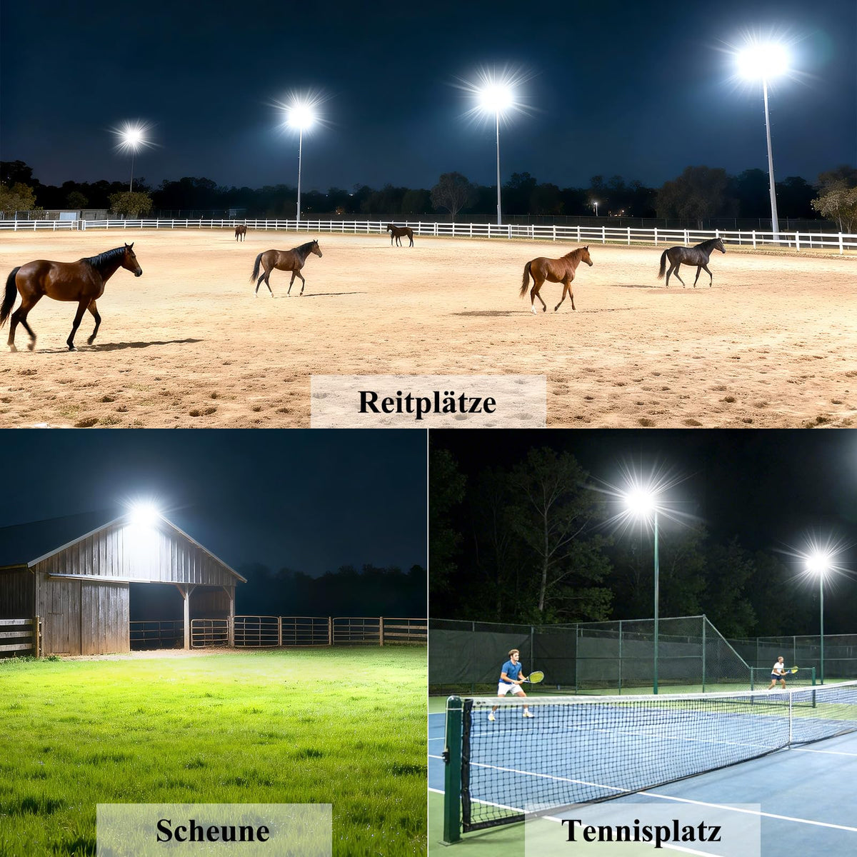 HOPEDAMAI 100W 3Pack LED Flood Light Outdoor, 42000LM Ultra-Bright LED Parking Lot Light, 6500K Daylight IP67 Waterproof Street Light, Flicker-Free Commercial Area Light for Stadium, Court, Barn