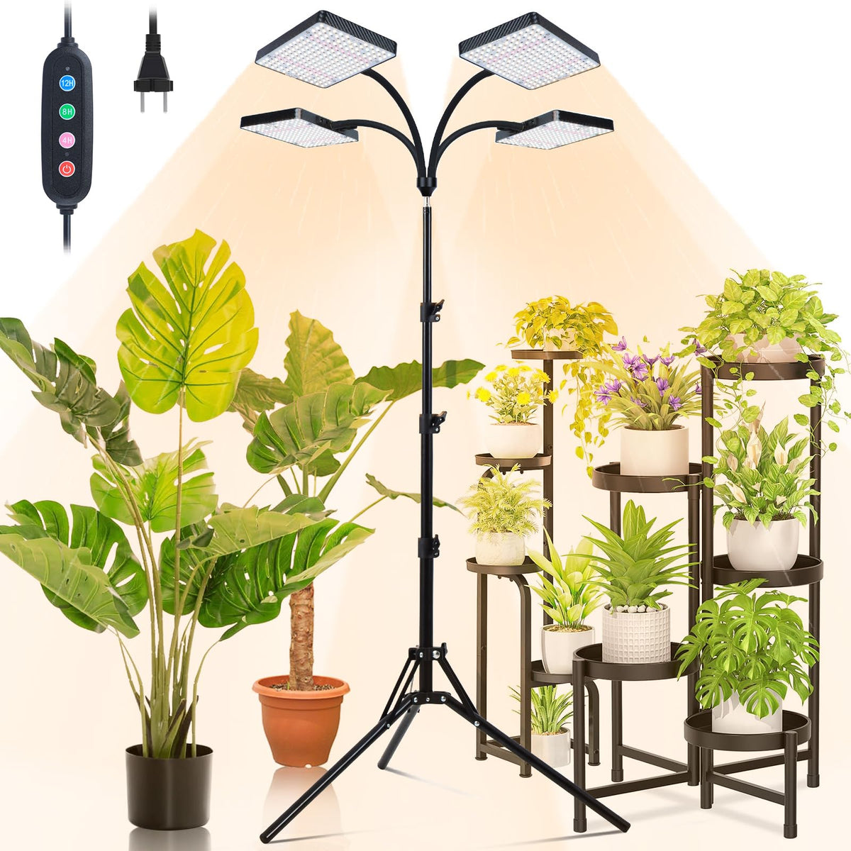 Orchbloom Grow Lights for Indoor Plants 100W, Natural Sunlight Full Spectrum Plant Growing Lamps for Houseplants & Bonsai Tree, 4/8/12/16/20 Hr Timer Plant Light Auto On/Off Everyday