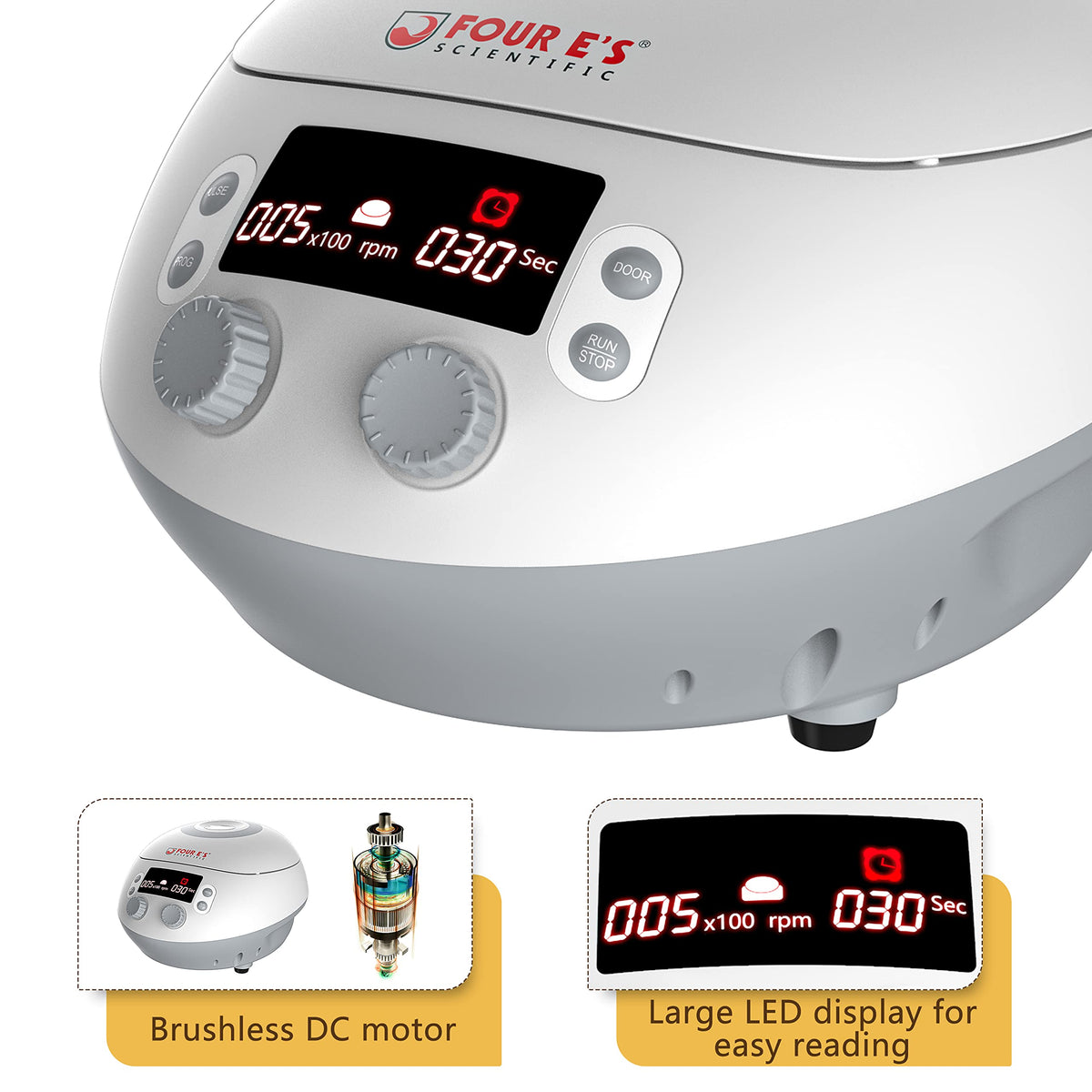 4E's USA High Speed Micro Centrifuge - Benchtop Centrifuge 500 to 15000 RPM Speed with 15100xg RCF, Lab Benchtop Centrifuge Machine with 12-Tube Rotor for 0.2ml/0.5ml/1.5ml/2ml
