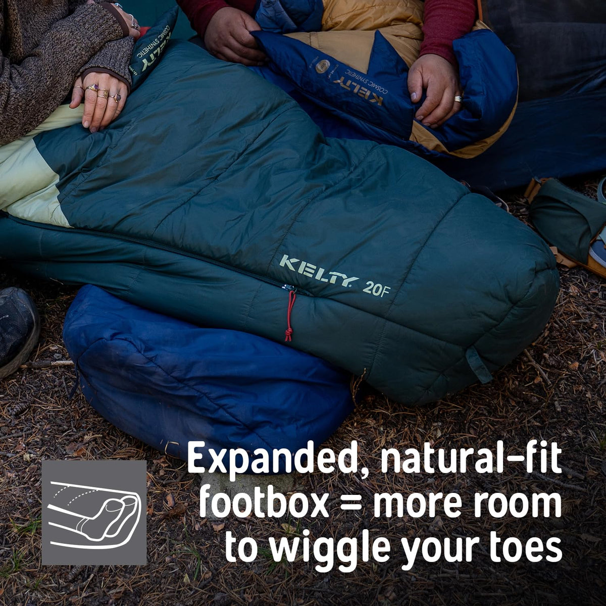 Kelty Cosmic Synthetic Fill 40 Degree Backpacking Sleeping Bag with Compression Straps, Compact and Lightweight (Long (2025))