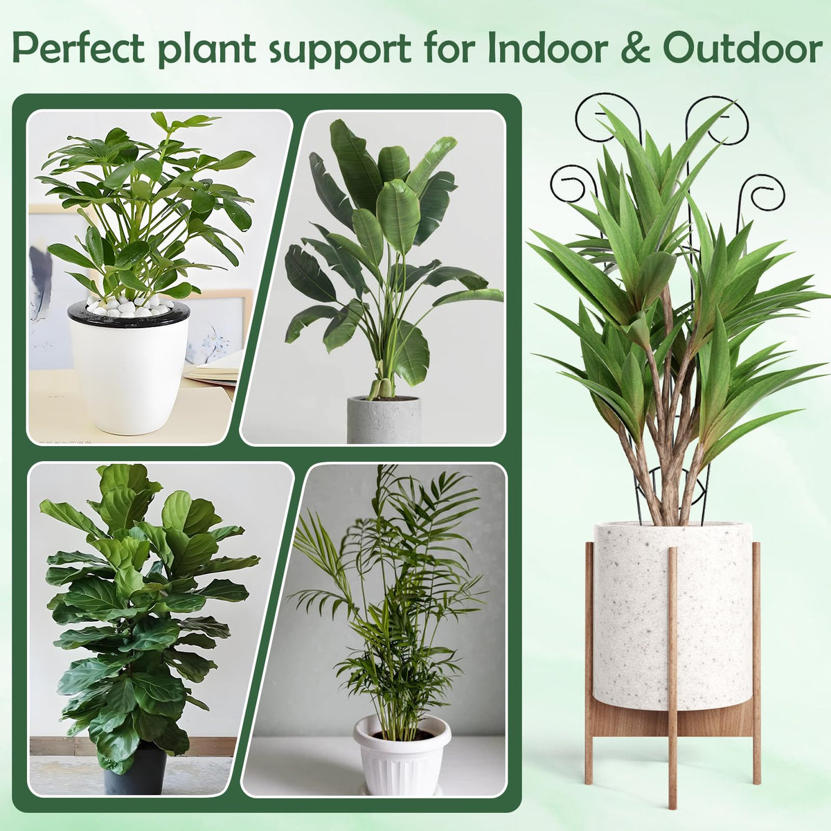 4 Pack Metal Trellis for Climbing Potted Plants Indoor Outdoor - 30 Inch Rustproof Garden Stakes, Plant Support for Monstera Pothos Ivy Hoya Vines, Potted Houseplant