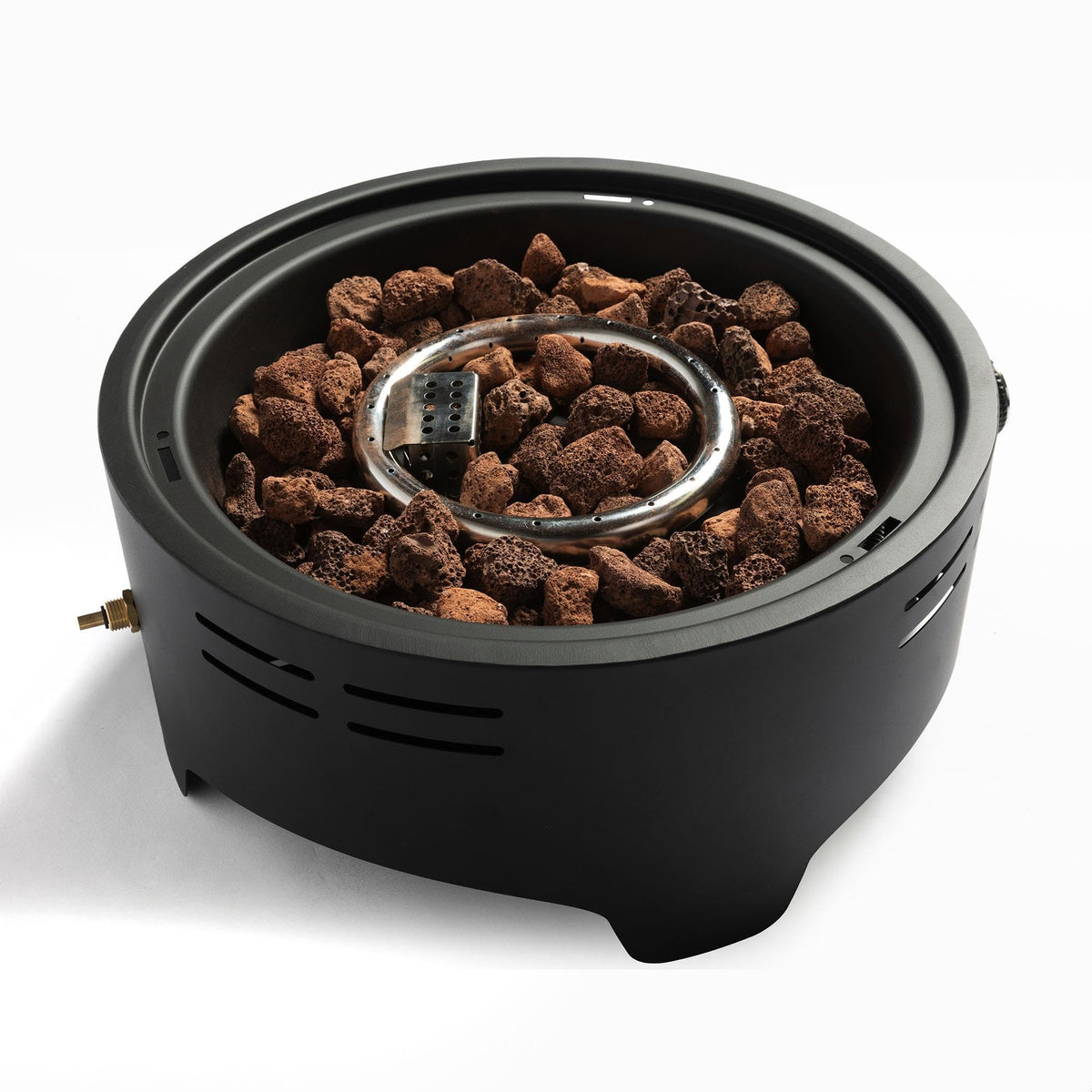 15 Inch Propane Tabletop Fire Pit 40000 BTU Portable Gas Fire Pit with Lava Rocks Round Steel Fire Bowl for Outdoor Patio Balcony Garden, Black