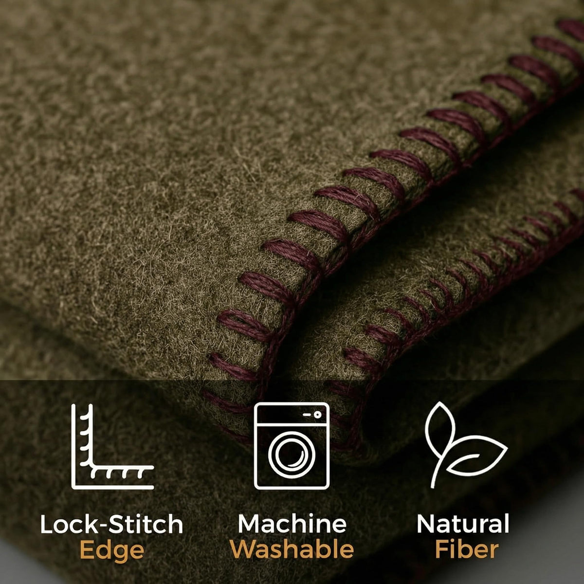 Wool Camping Blanket – 70% Wool Heavy-Duty Military Style Throw, Warm & Washable, Fire Retardant Cover for Emergency, Survival & Outdoor Use – Perfect for Camping, Car, Home & Hiking, Olive 62x84