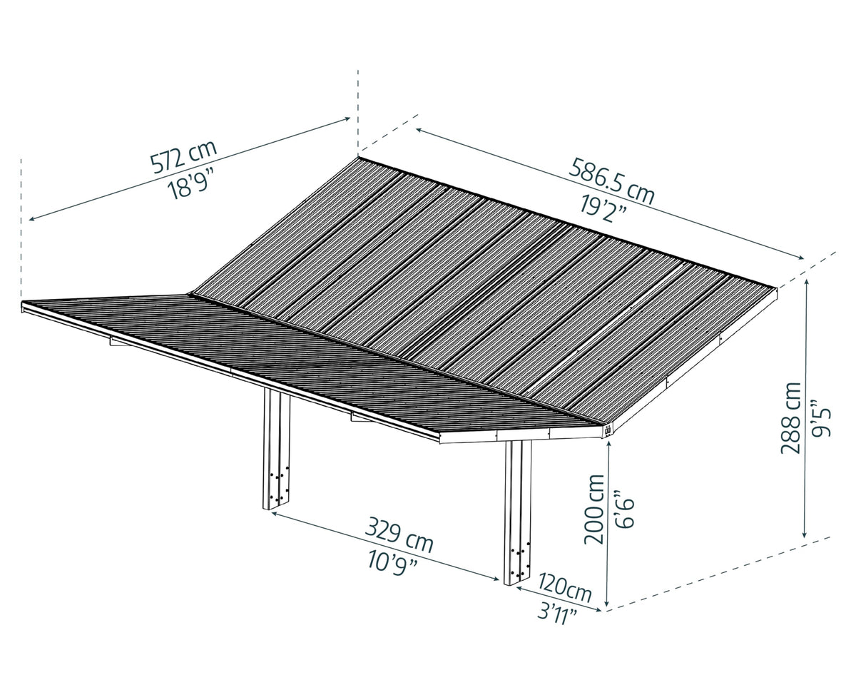 Palram - Canopia Sydney 19 Ft. x 19 Ft. Carport, Black & Gray