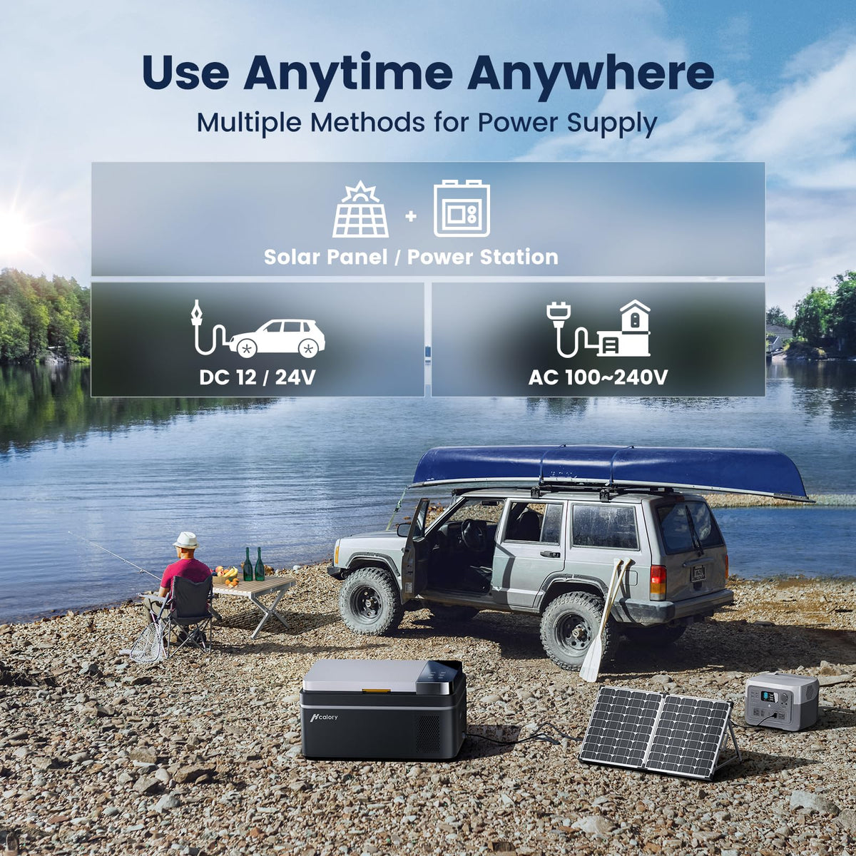 HCALORY 12 Volt Car Refrigerator, 22Quart Large Touchscreen Display Car Fridge, Portable Freezer with Compressor Mini Cooler (-4℉~68℉) with 12/24V DC & 110V AC for Camping, RV, Travel & Home