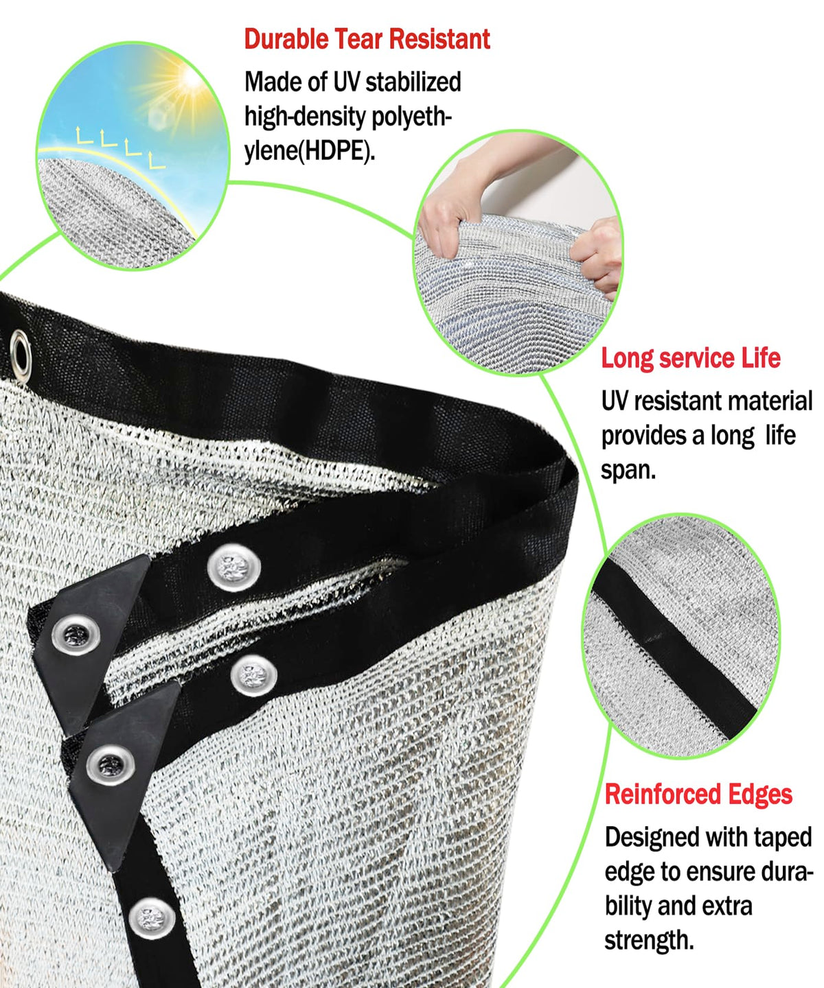 70% Aluminum Shade Cloth for Garden 20 FT x 20 FT, Durable Mesh Silver Tarps with Grommets and Ball Bungee,Reflective Sun Shade Net Cover for Pet Shade, RV & Car Shades, Patio, Pergola, Plants, Pools