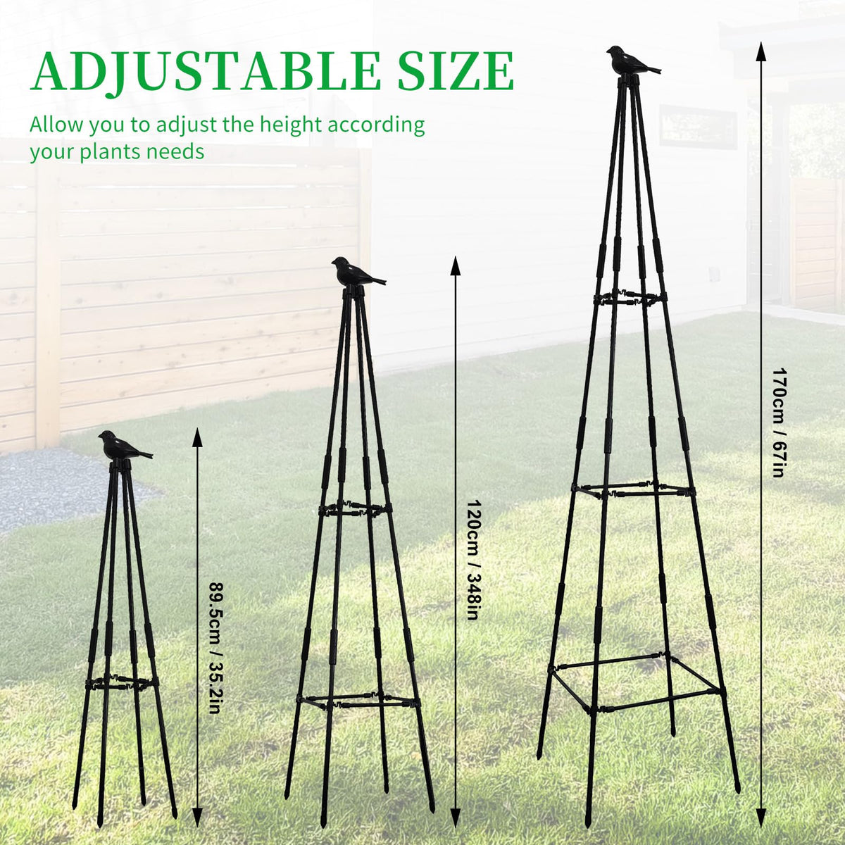 Lalahoni Garden Trellis for Climbing Plants, 67inch Tall Garden Obelisk Trellis for Climbing Potted Plant Outdoor Support Vine Flower Rose Vegetable Tomato Cucumber Trellis, Lightweight, 2 Pack