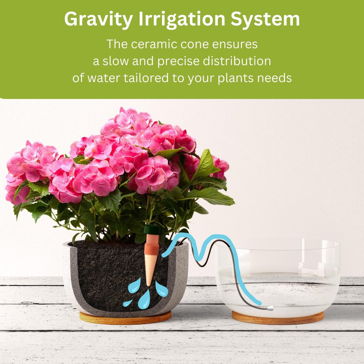 Blumat Classic Self-Watering Stakes - Automatic Drip Irrigation System for Indoor Plant Watering & Outdoor - Water Drip Solution for Potted Plants - Slow Release Stakes, 9 Pack, wo Adapter