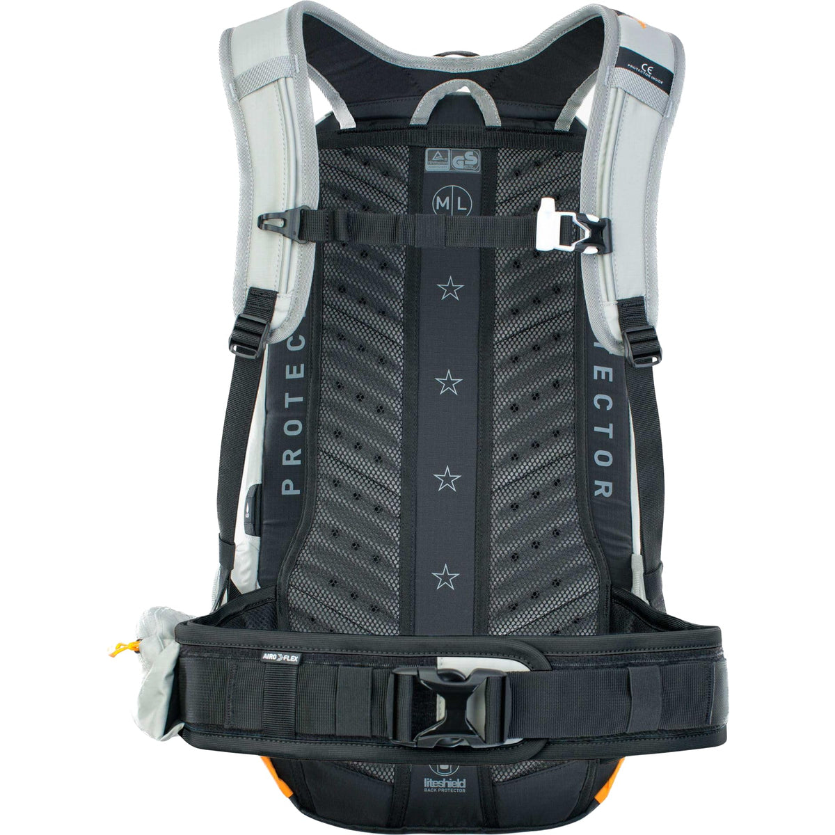 EVOC FR ENDURO E-Ride 16 E-Bike Backpack, Bike Rucksack (Padded Compartment for Spare Battery, Belt Fixing System, Control Display Pocket, Liteshield Back Protector), Stone Grey/Light Orange
